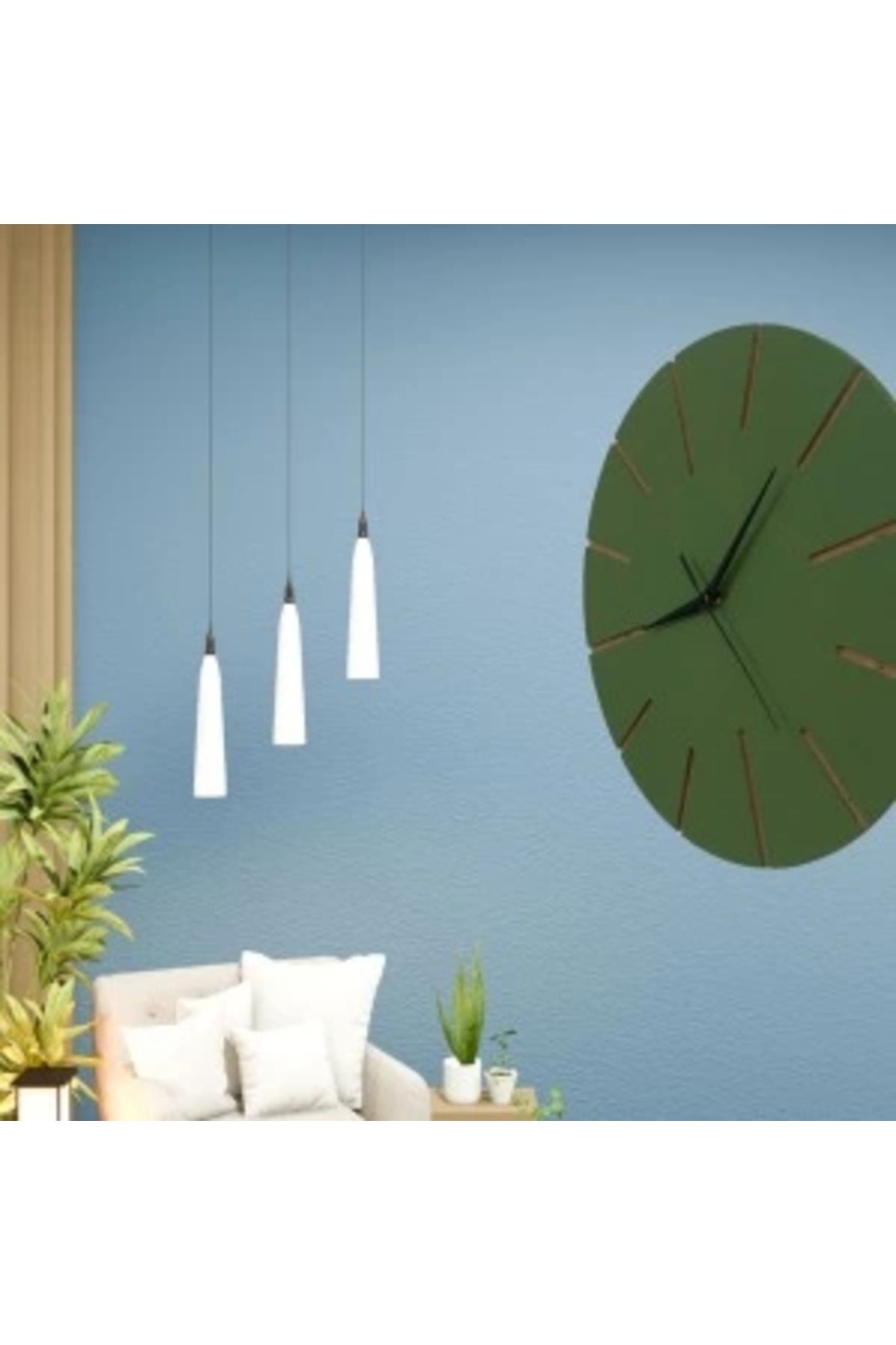 shopwave Ahşap Minimal Dekoratif Duvar Saati - 33x33 cm Koyu Yeşil