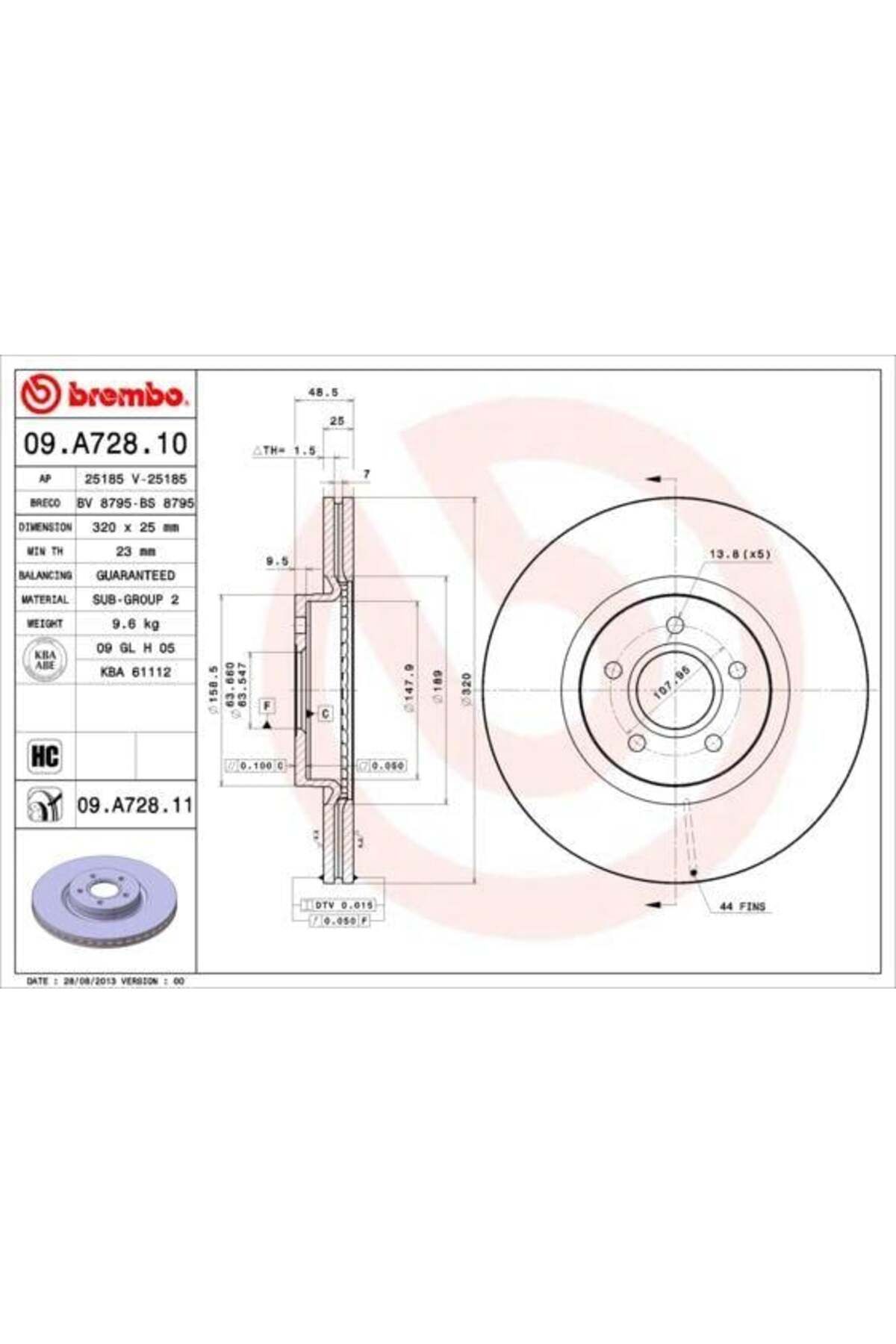 Universal ÖN FREN AYNASI VOLVO S40 2004-2012 C70 II 2006-2013 V40 2012 V50 2004-2012 320 X5-DL