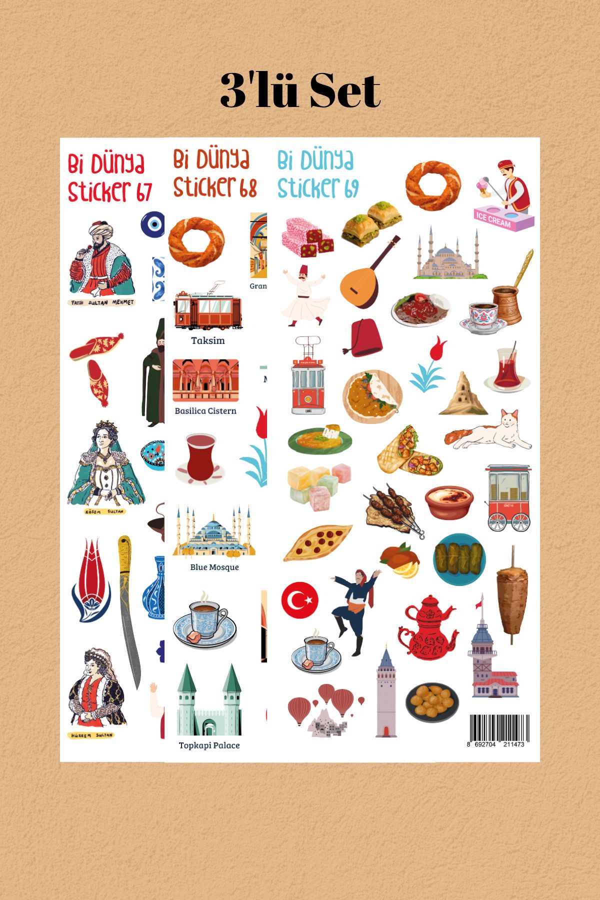 Bi Dünya Haber İstanbul 3\'lü Sticker Set