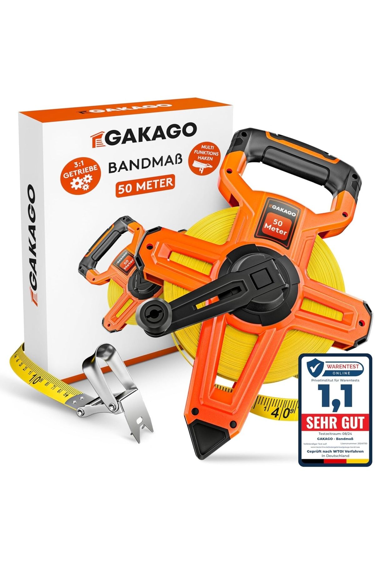 Gakago-Professional Tape Measure, 50m - Measuring Tape With 3:1 Quick Winding System 1