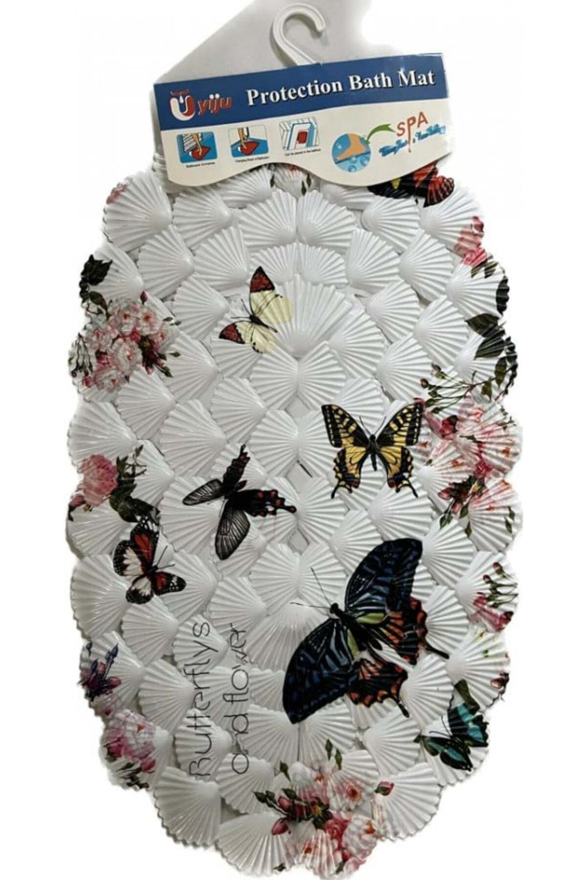 Blusmart-Bath mat, shell pattern, Butterflys 67 x 37 cm 2