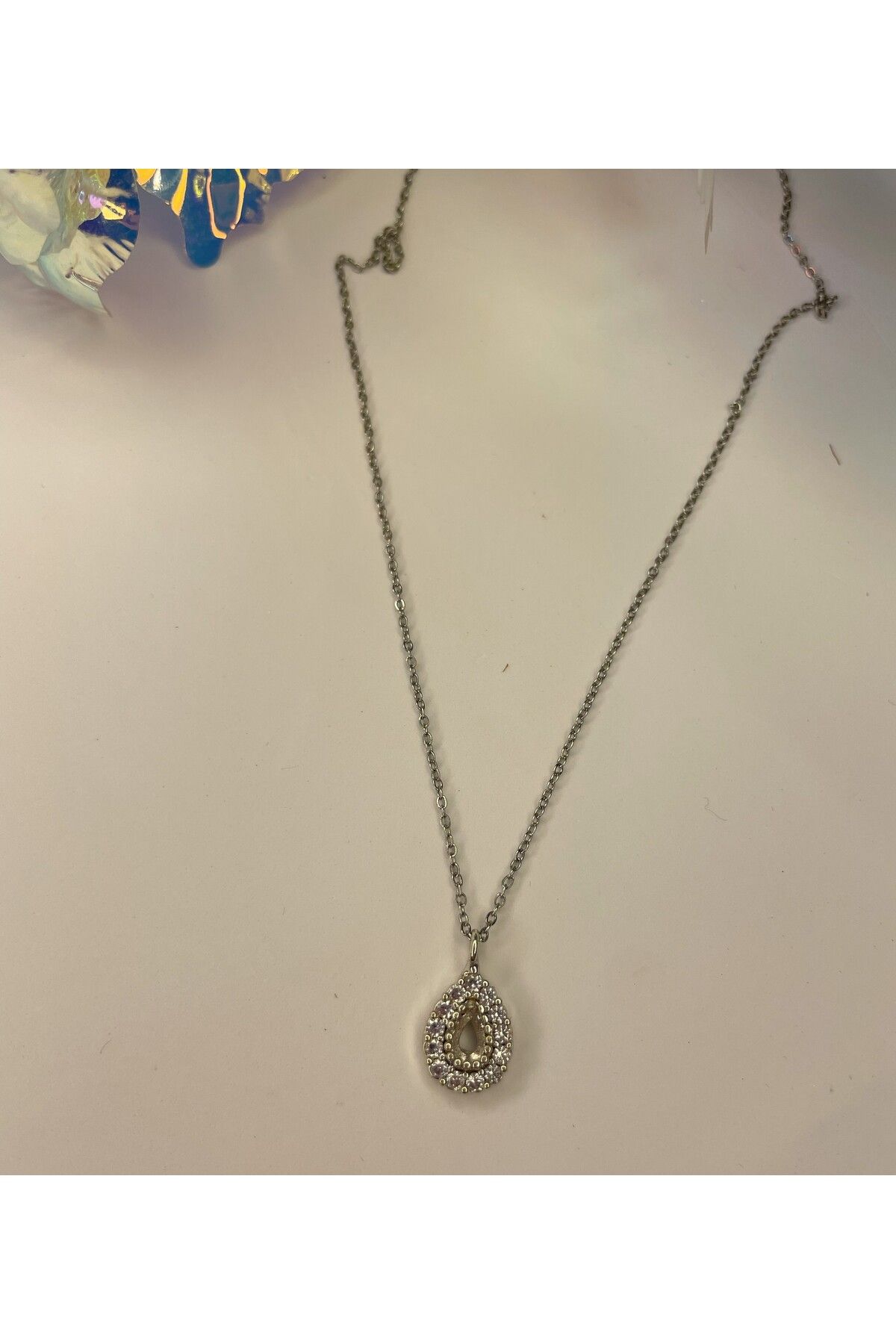 Cousin Accessories Yeşil Zirkon Taşlı Leyla Çelik Kolye