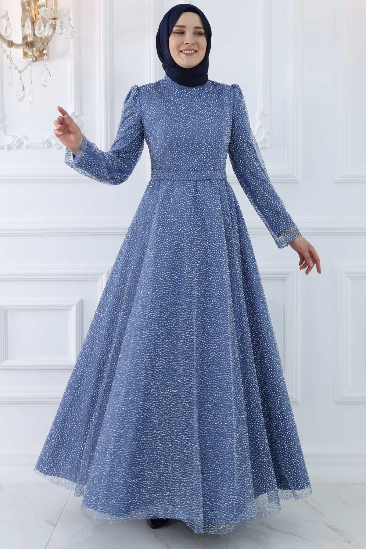Modaviki Aymira Abiye Elbise İndigo ISR980
