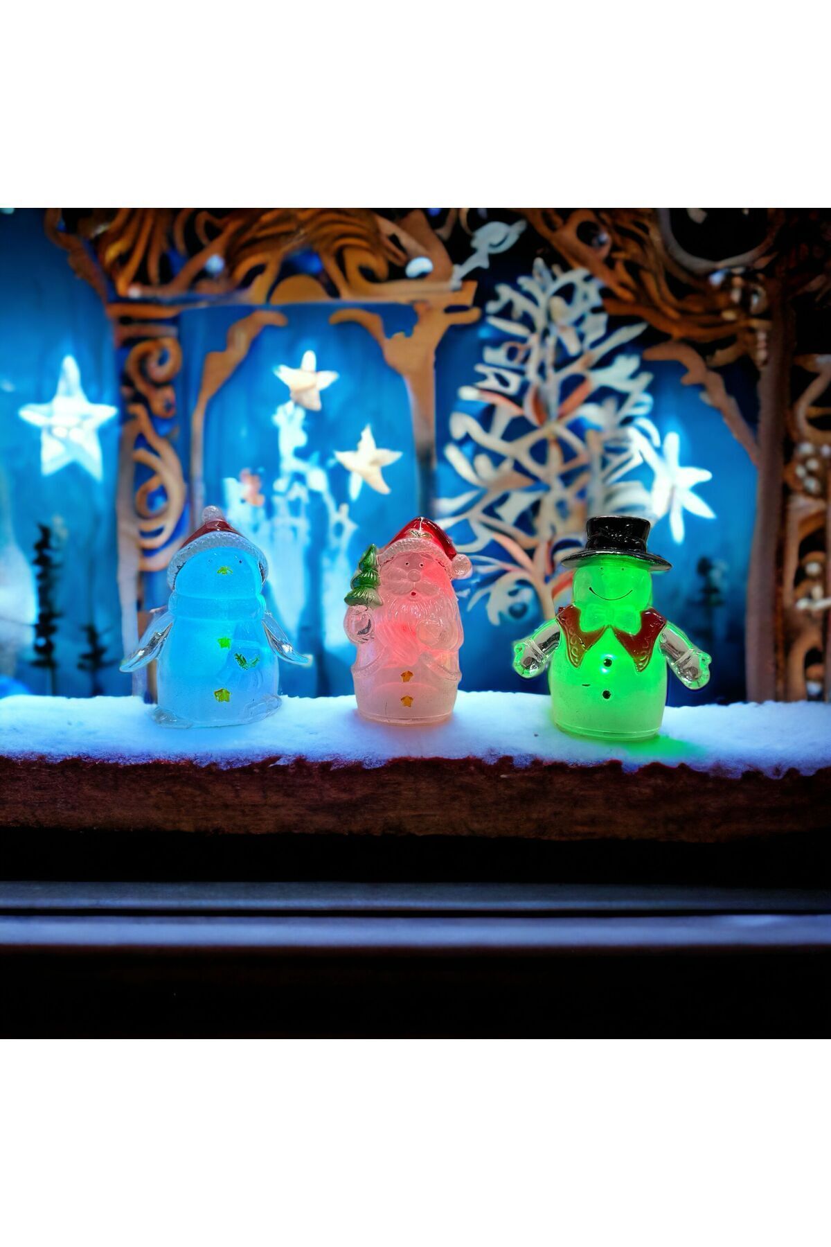 Elioure 3 ADET VIP RENKLİ LED IŞIKLI IŞIKLI NOEL BABA KARDAN ADAM YILBAŞI IŞIKLARI LED IŞIKLI NOEL BABA