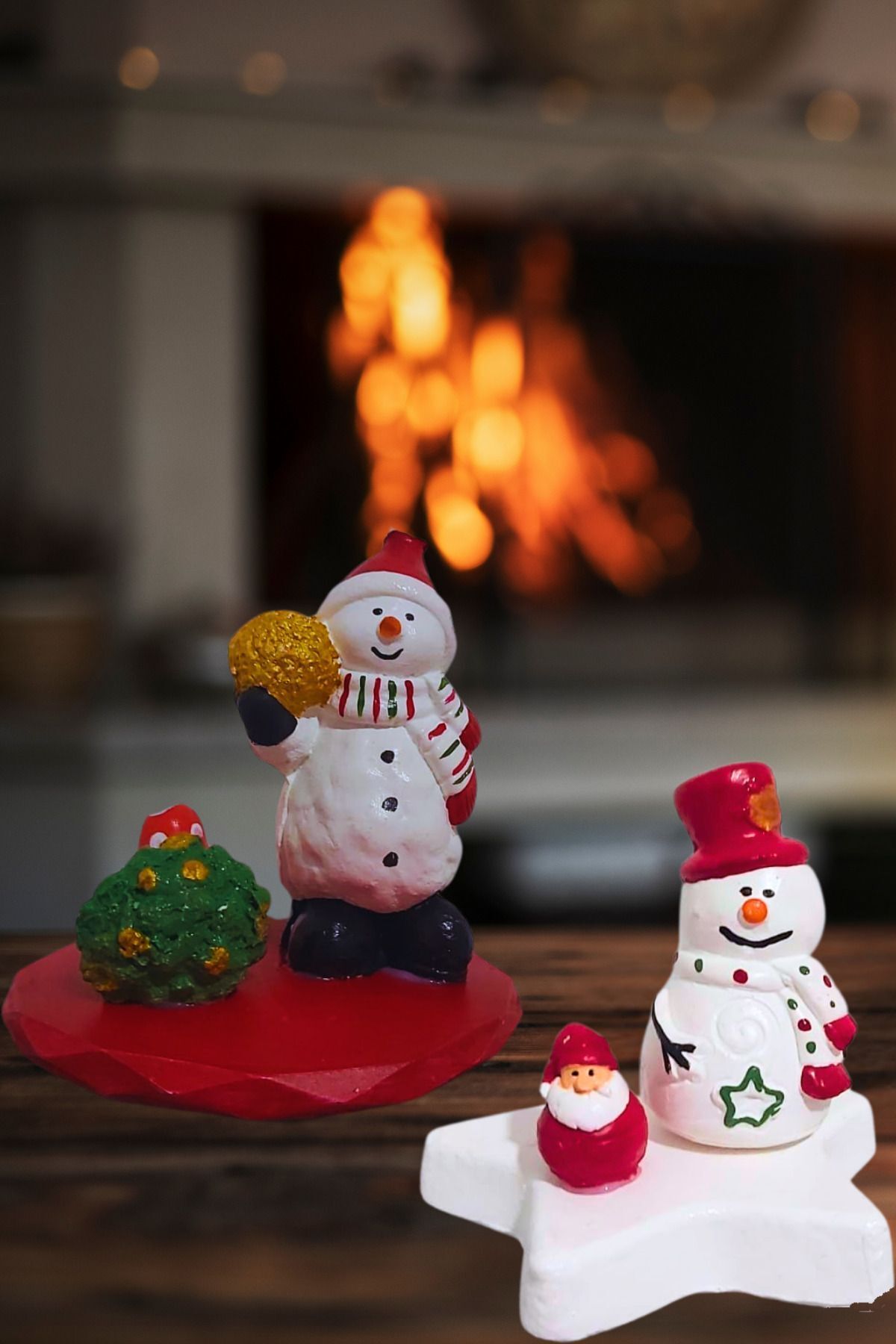 Elioure Yılbaşı Minyatür 2'li Kardan Adam Noel Baba Modern Masa Süsü Seti Hediyelik
