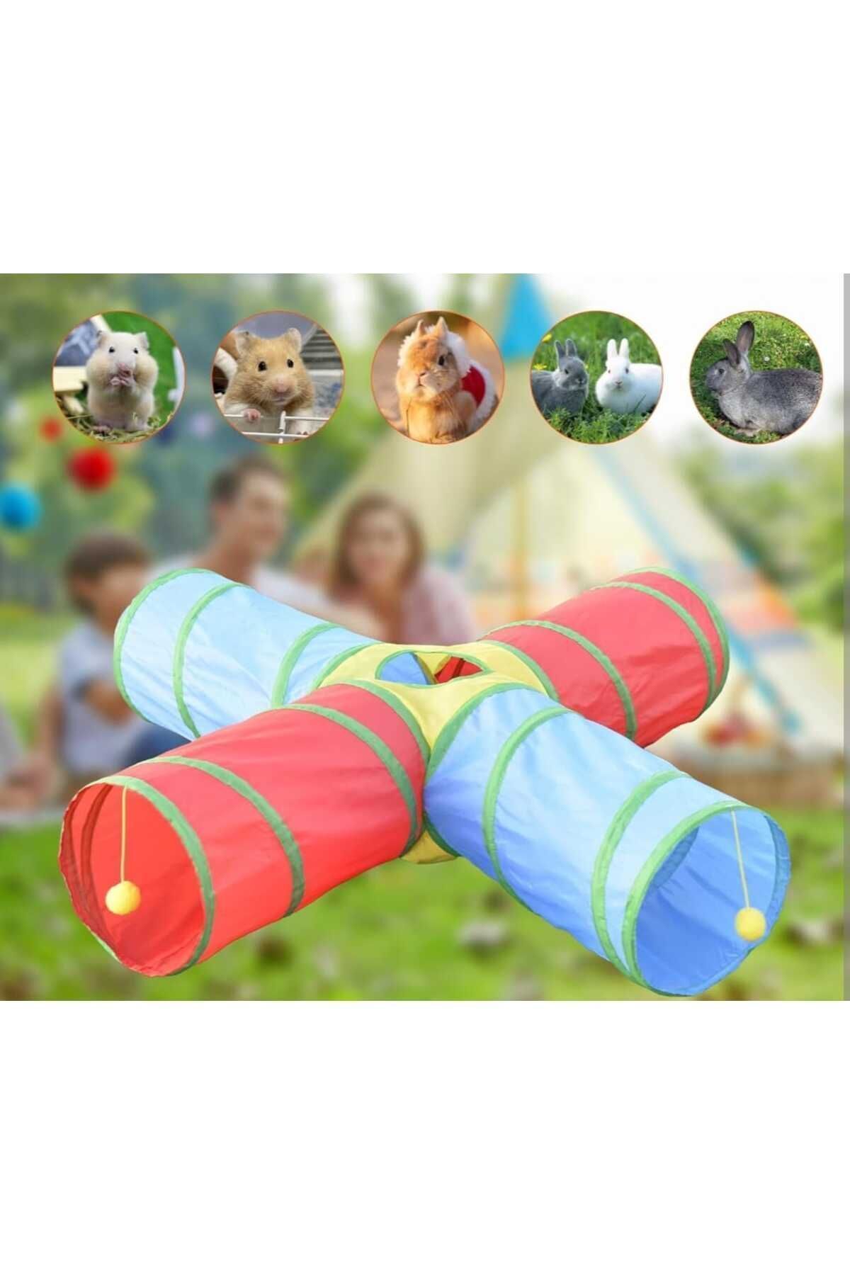 Elioure 4 Yollu Kedi Tüneli Katlanır Gökkuşağı Kedi Köpek Oyun Tüneli Evcil Hayvan Oyun Tüneli