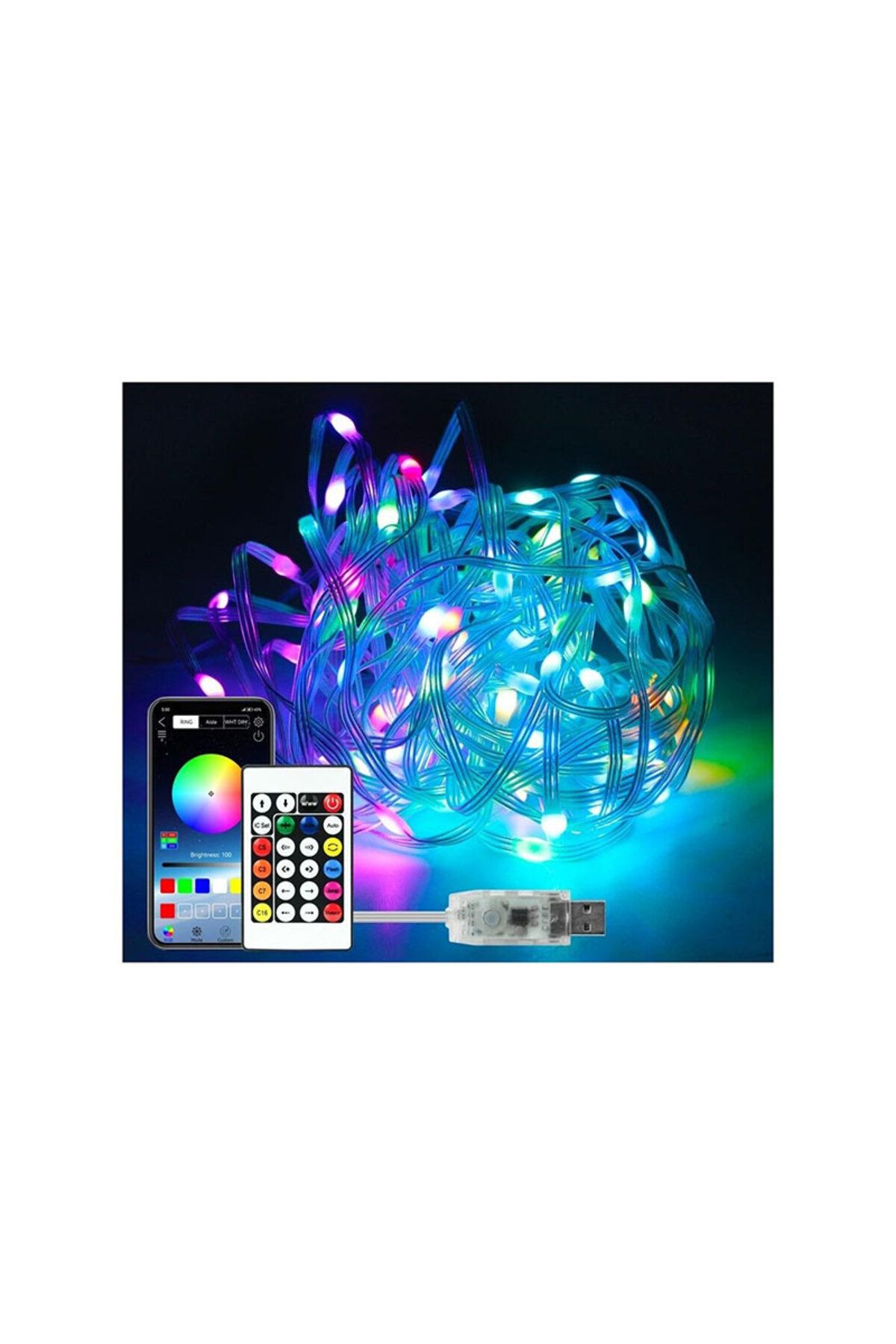 Leonpro Usb dekoratif damla led kumandalı rgb led ışık 10 m