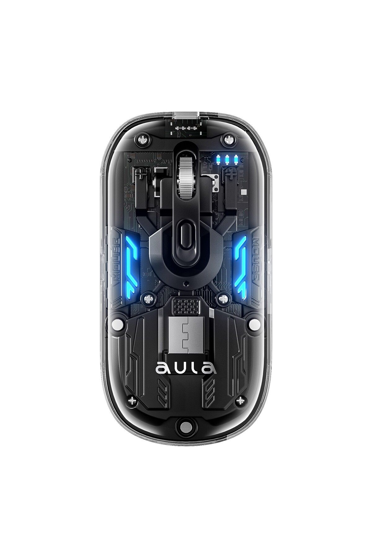 Aula AM210 Dual Mode Bluetooth ve Kablosuz 1600DPI RGB Şeffaf Şarjlı Mouse