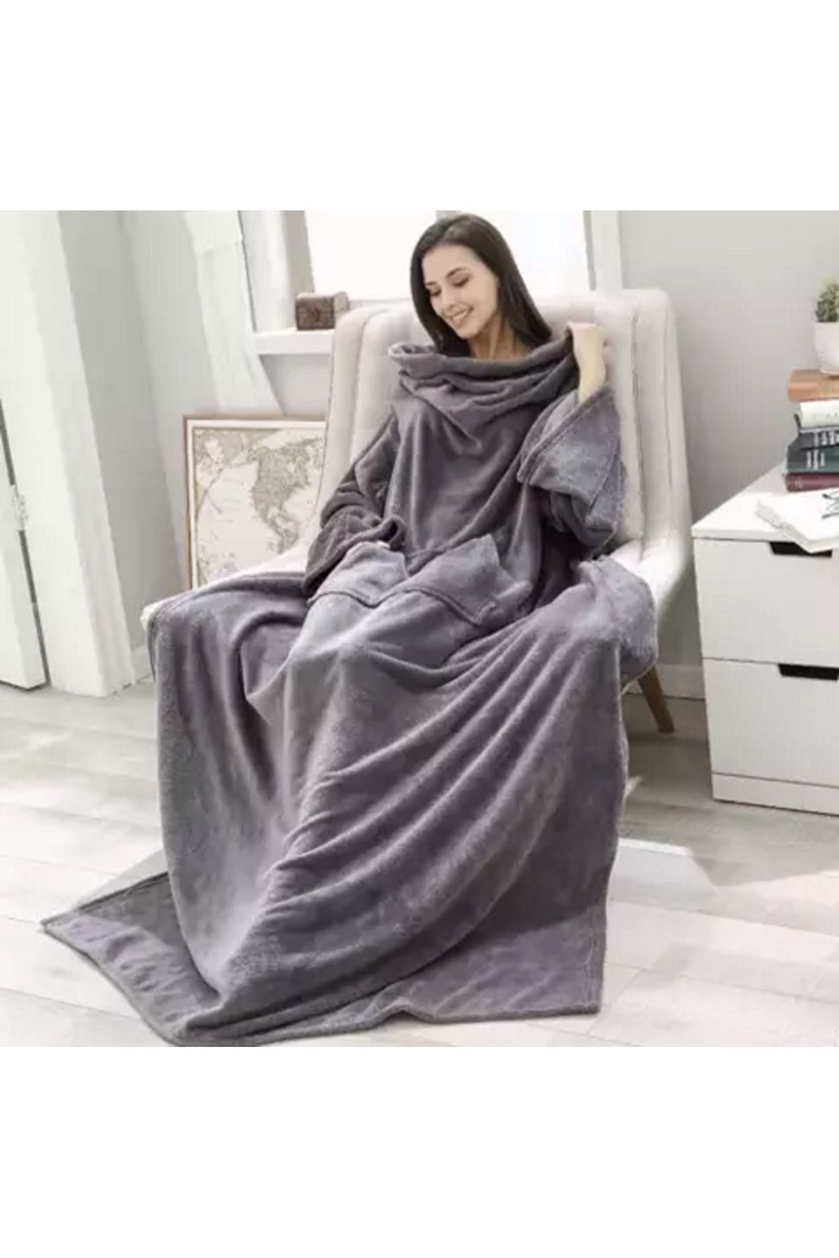 ideal STORE-idealSTORE Blanket with Sleeves, Dimensions 180 x 210 cm, Made of Soft and Comfortable Premium Material 3