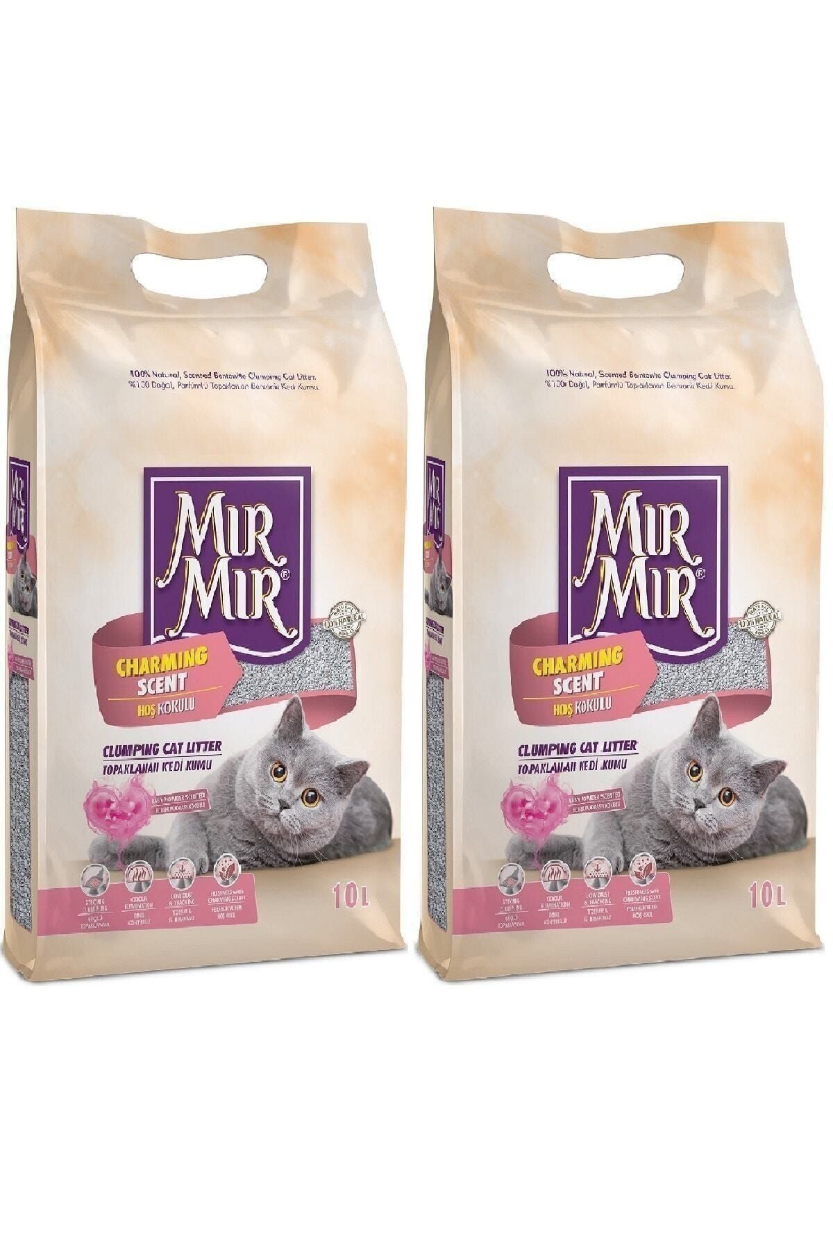 Elioure Mırmır Bebek Pudra Kokulu Topaklaşan Ince Taneli Kedi Kumu 10 Litre*2 Adet
