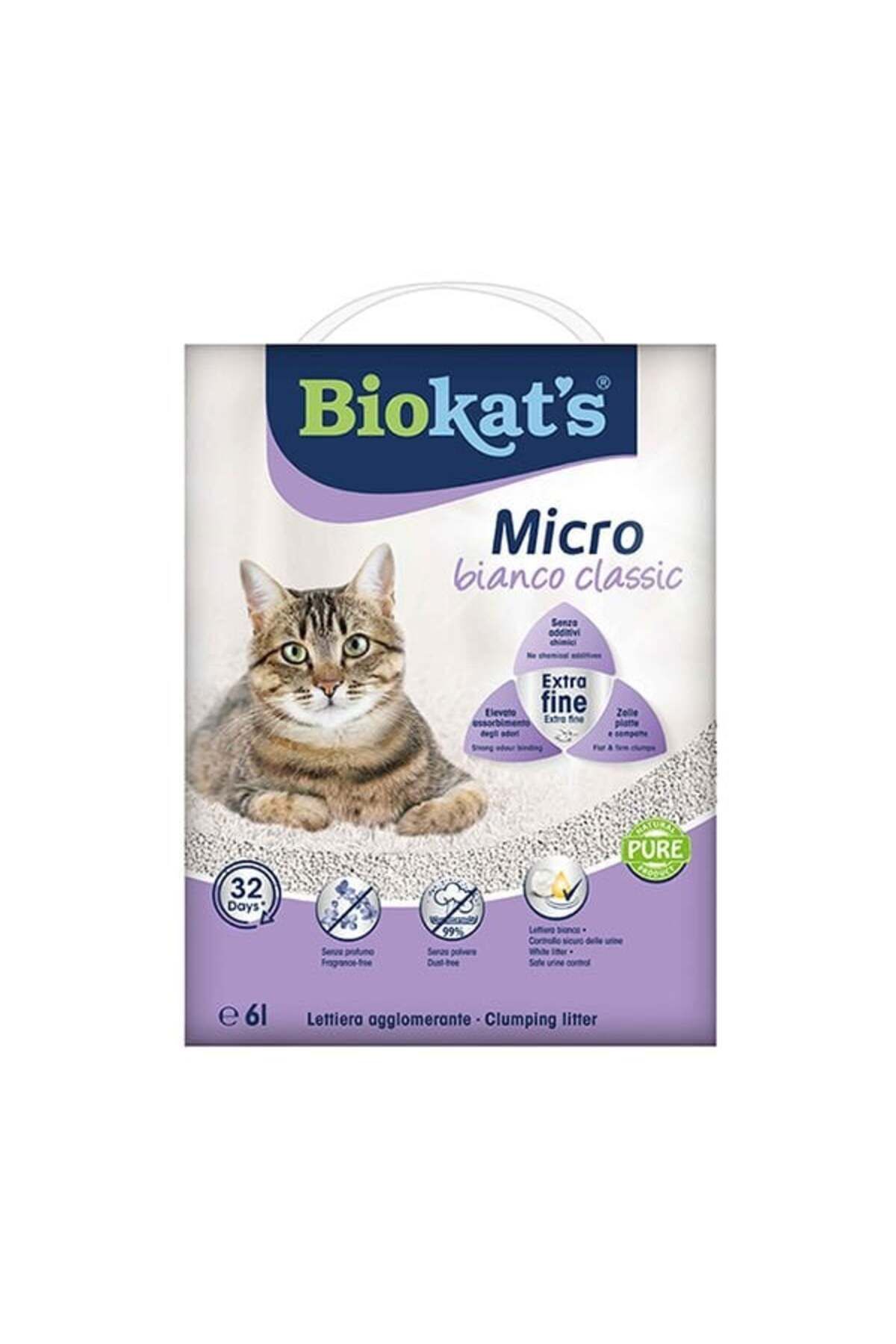 Elioure Micro Bianco Classic Kokusuz Topaklanan Doğal Kedi Kumu 6 Lt