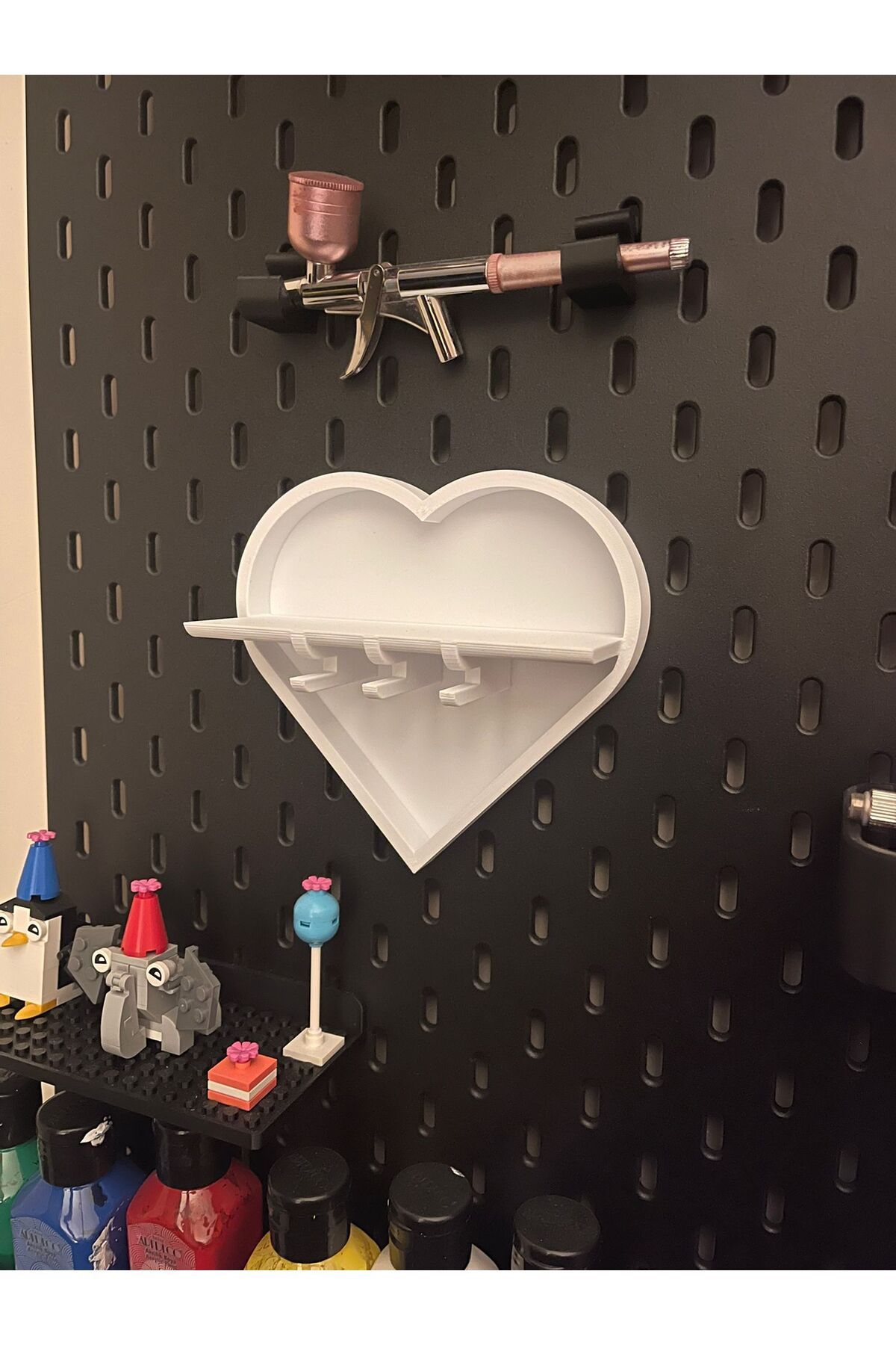 shop 3D Baskı Pegboard Skadis uyumlu kalp şeklinde raf ve askılık