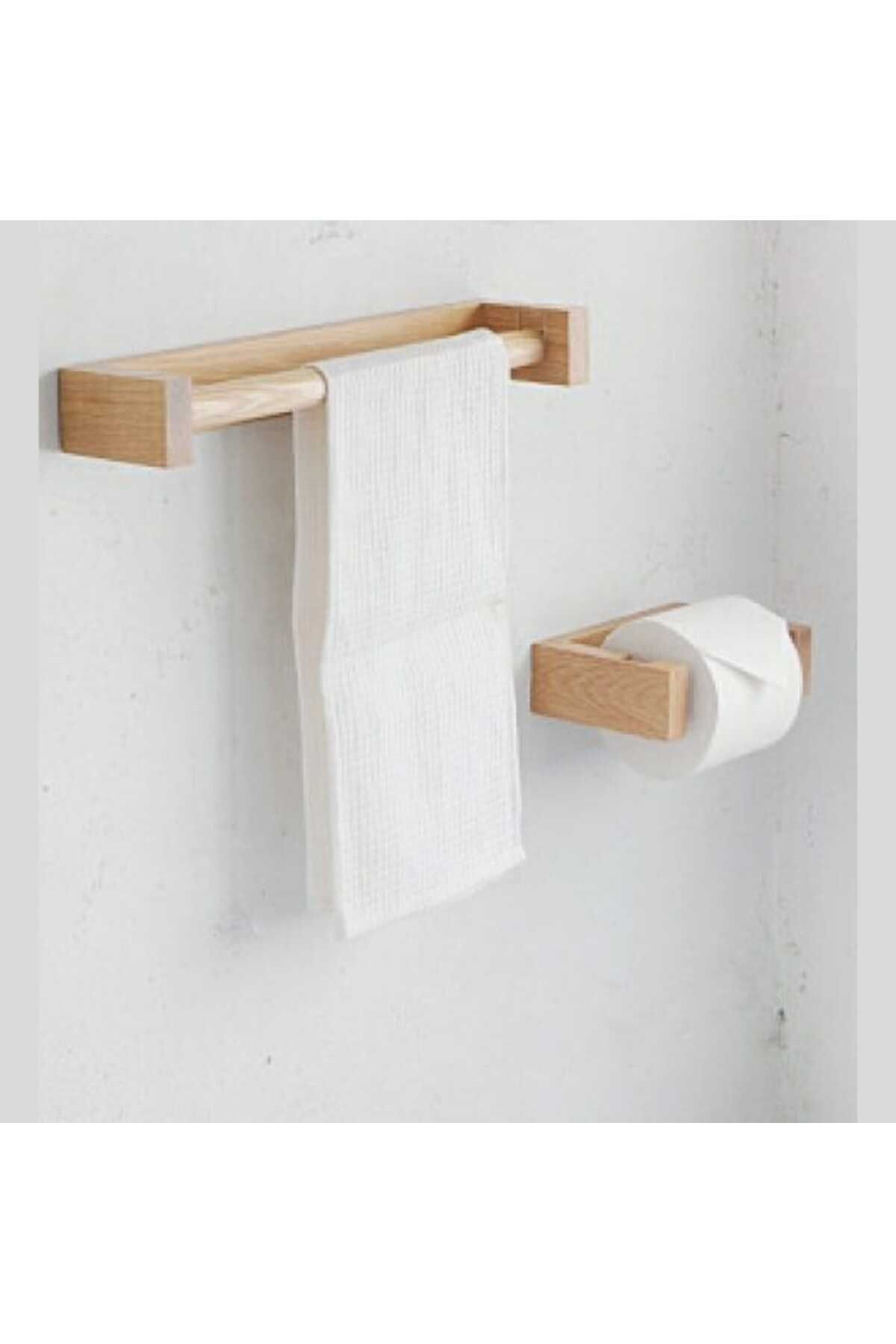 Woodymoda Ahşap Havluluk ve WC Kağıtlığı Takımı