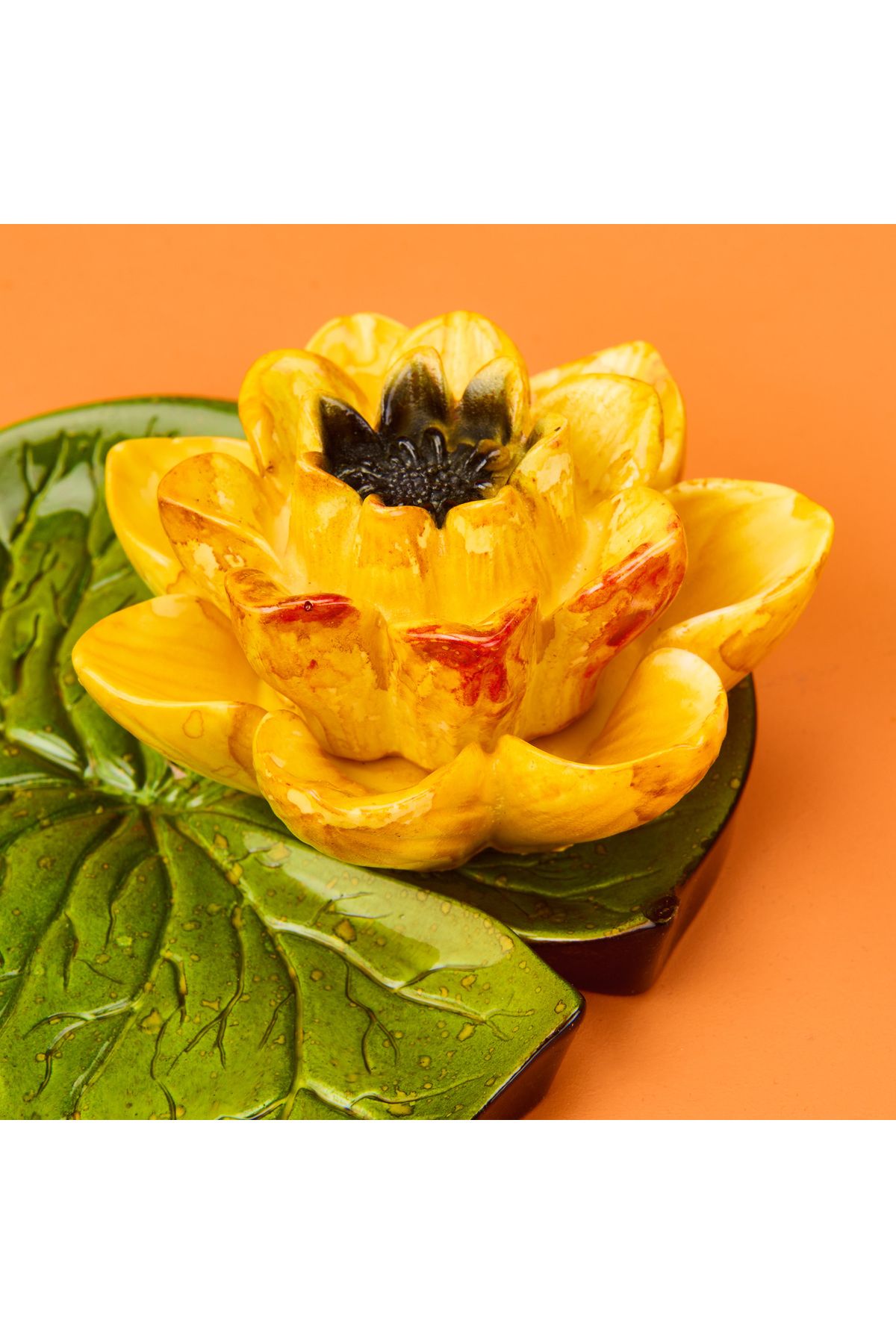 Evidea Deco Lotus Dekoratif Tabak - Sarı - 12 cm
