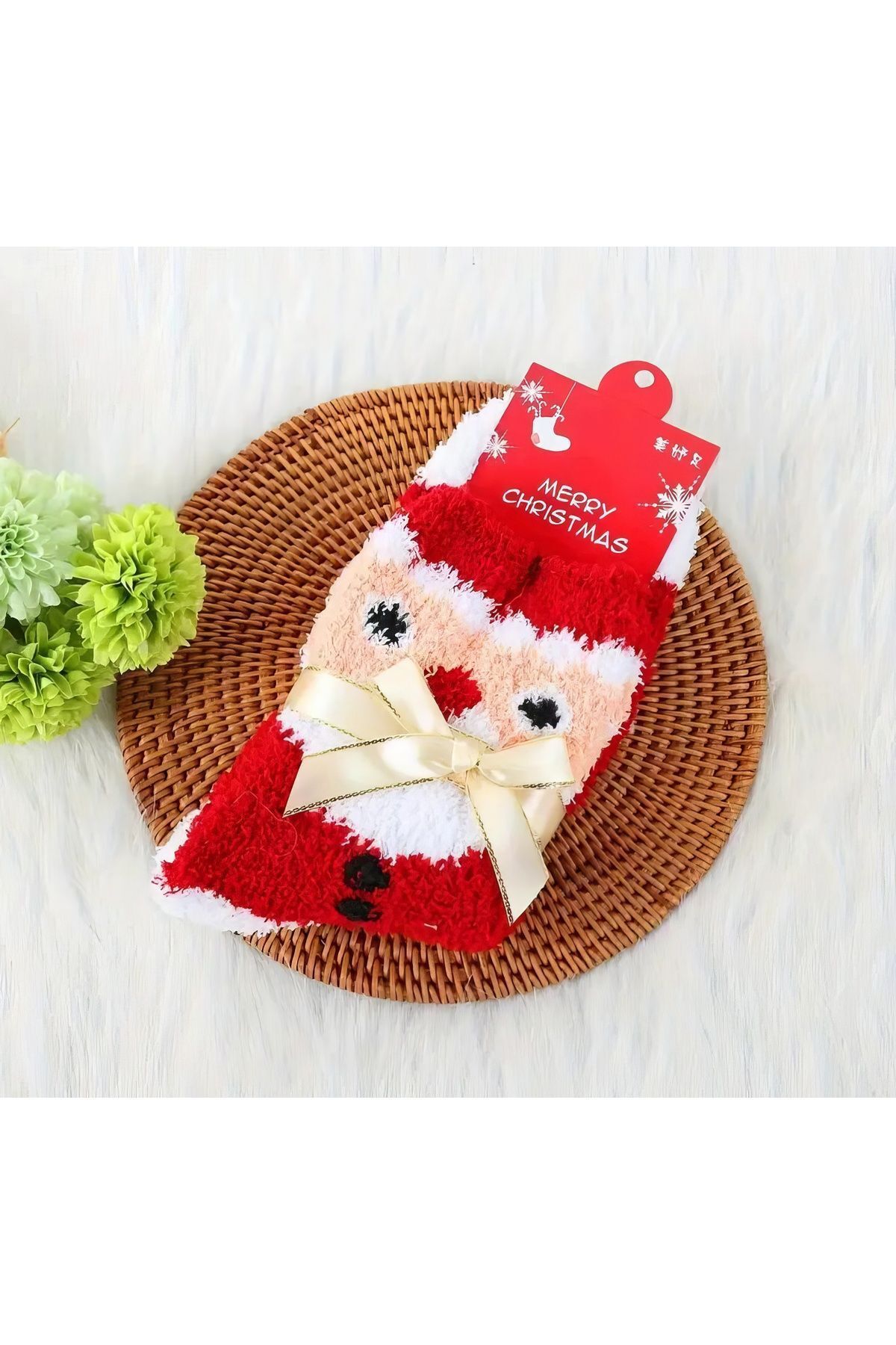 Elioure Yılbaşı Noel Baba Desenli Havlu Çorap