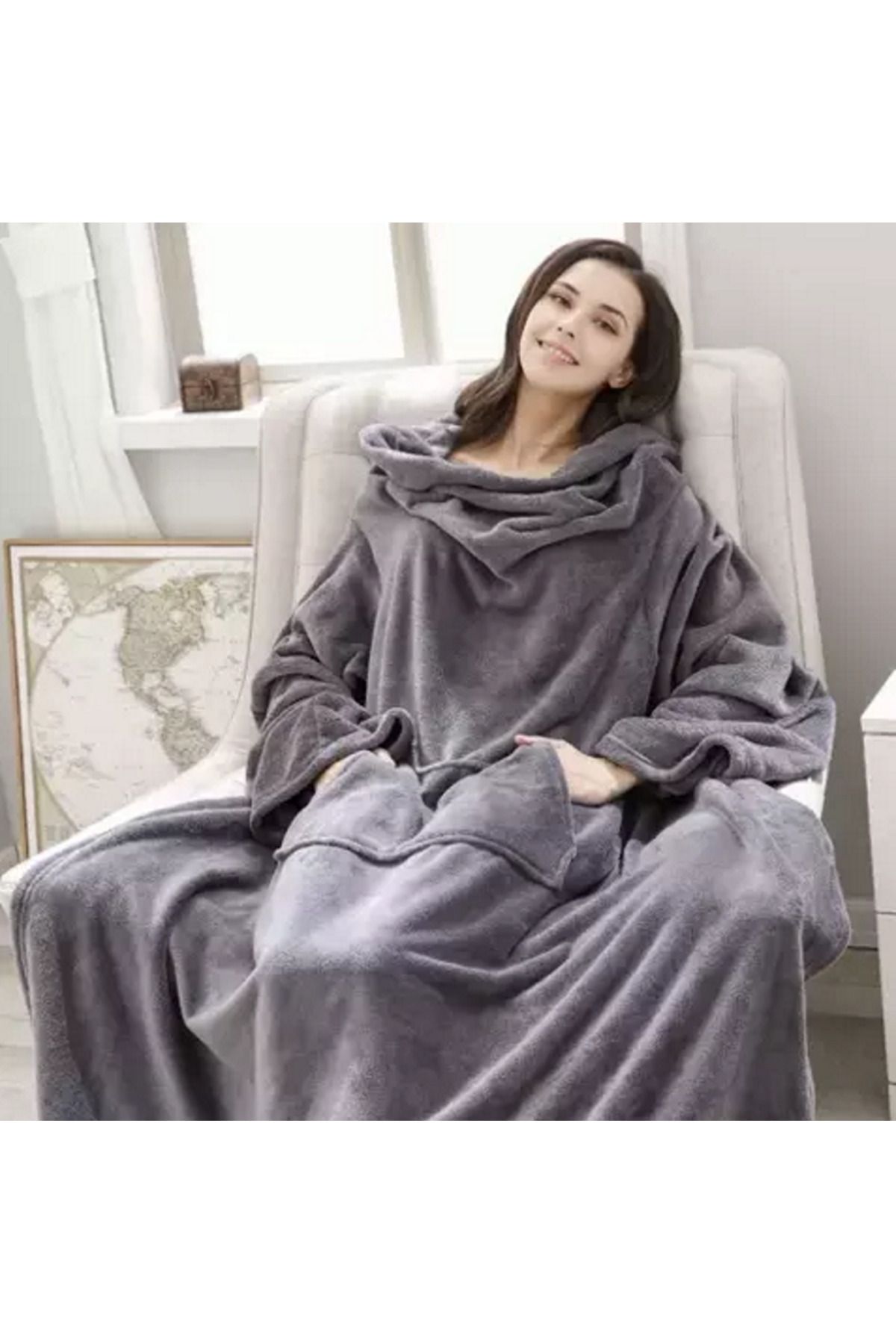 ideal STORE-idealSTORE Blanket with Sleeves, Dimensions 180 x 210 cm, Made of Soft and Comfortable Premium Material 5