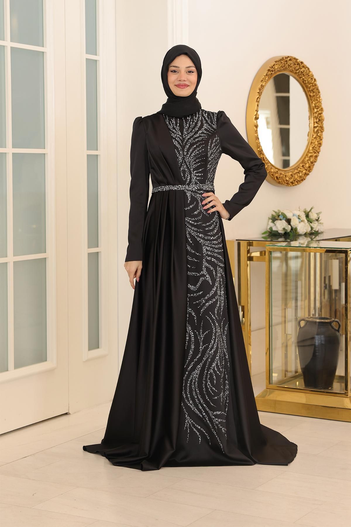 Modaviki Mihrimah Abiye Elbise Siyah SN96