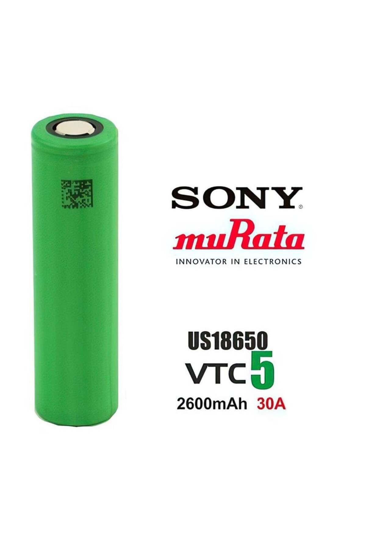 MURATA Orijinal Sony VTC5 18650 3.7V 2600mAh 30A Li-ion Şarjlı Pil – Sıfır ve Güncel Üretim