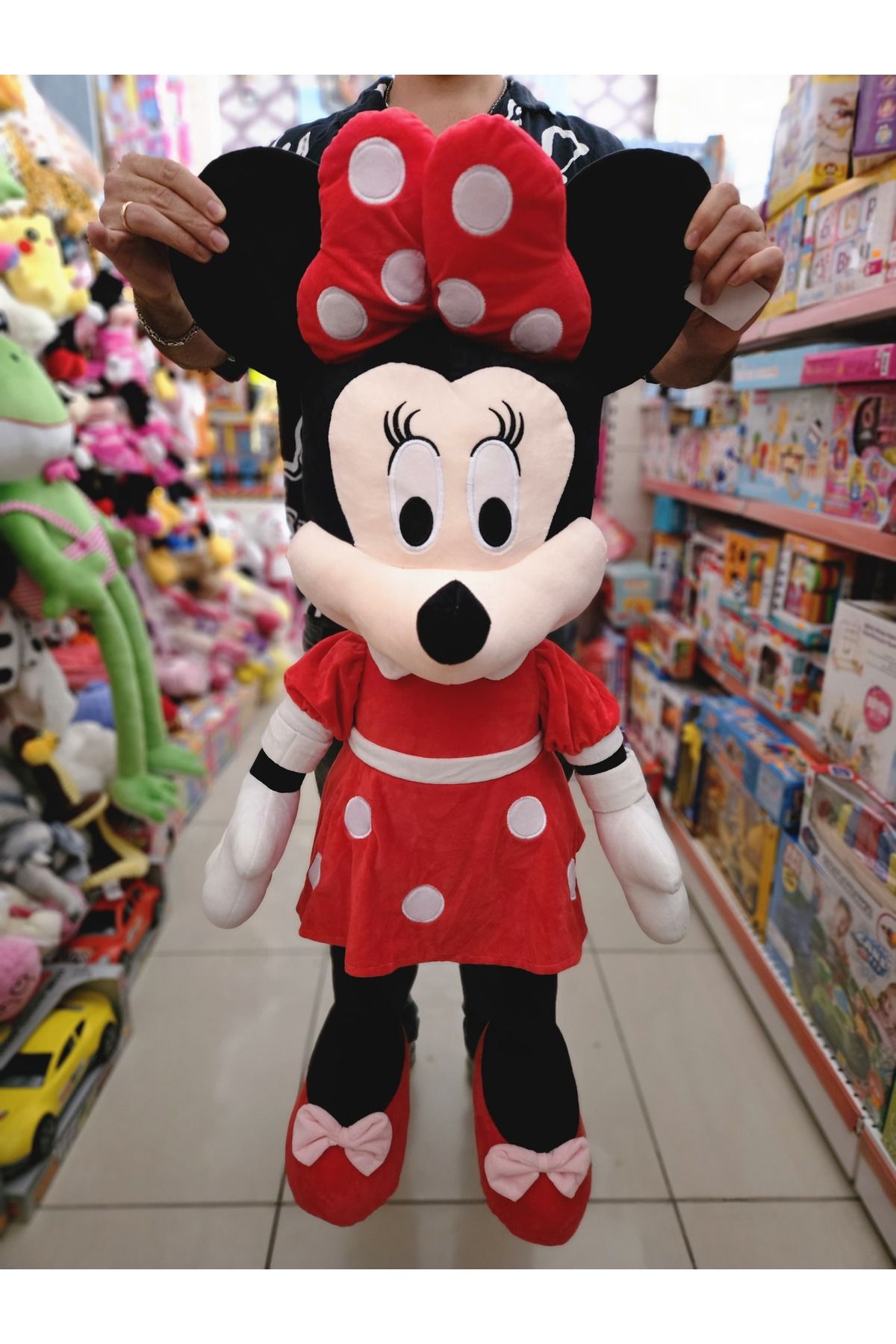 Online 90 Cm Minnie Mouse Kırmızı Etekli Peluş Mickey Mouse Minnie Mouse Peluş Miki Mini Maus Fare Oyuncak