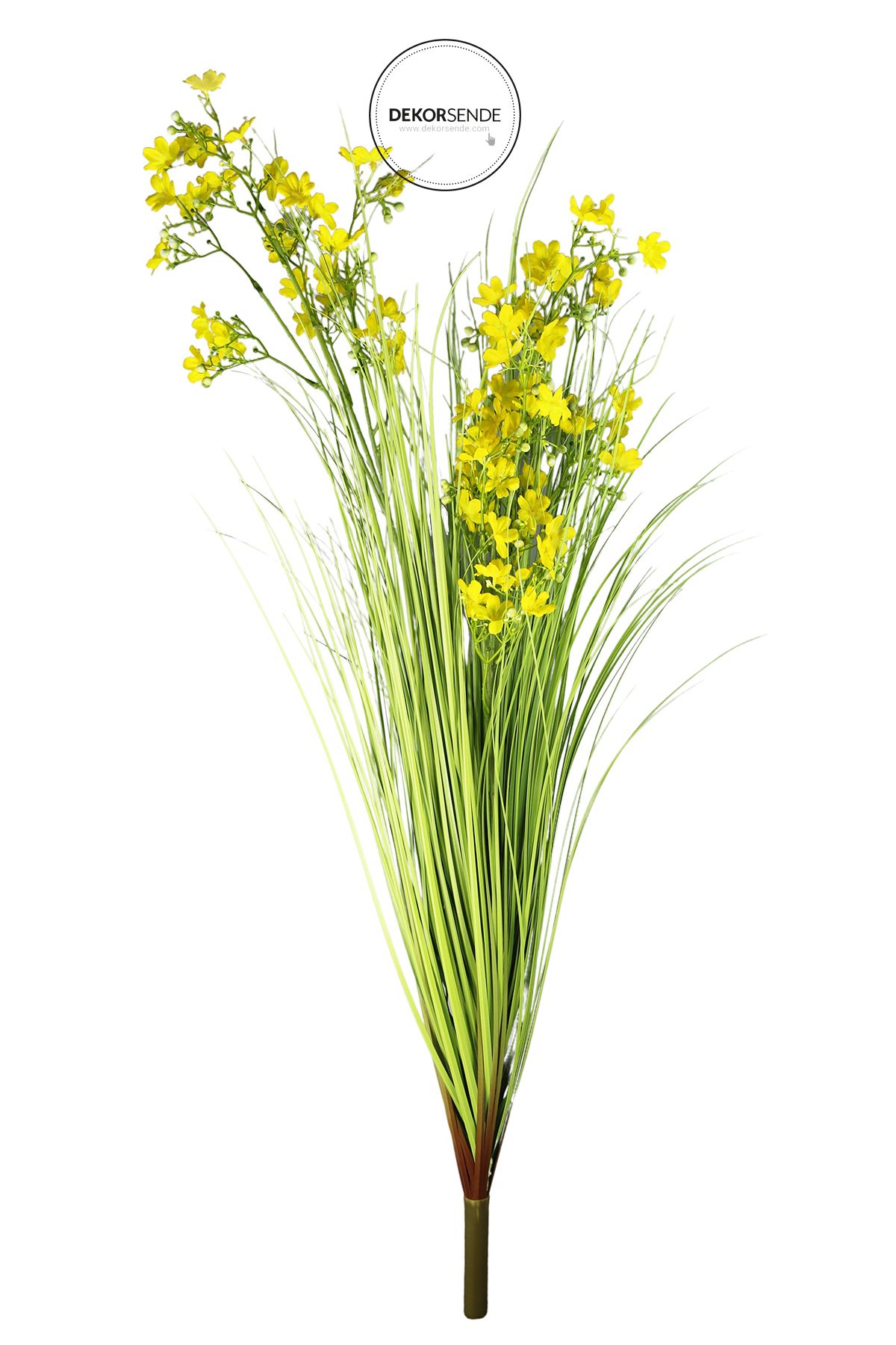 Dekorsende Yapay Sarı Çiçekli Grass Demeti Yeşil 75 cm