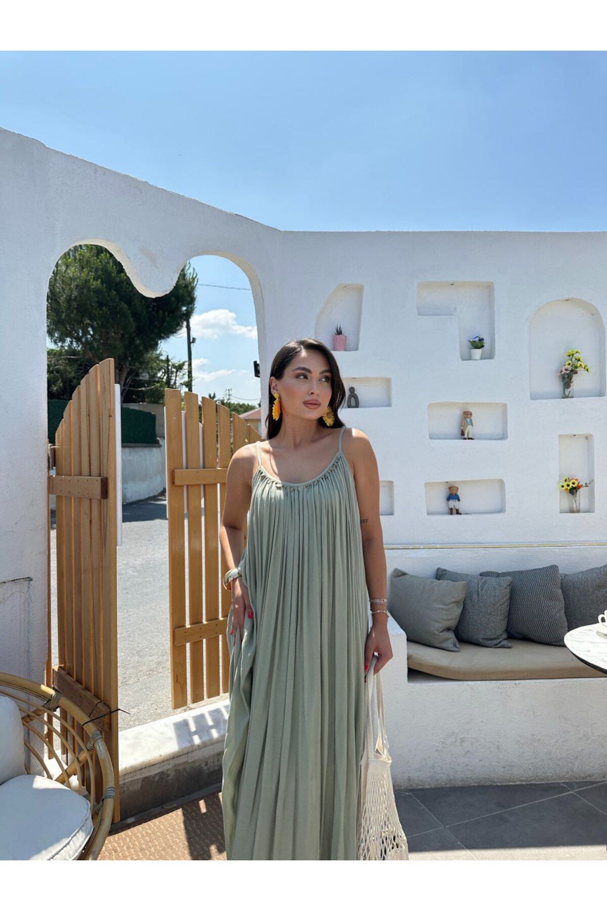 AsprinFashion ASKILI ÖNÜ BONCUKLU SALAŞ ELBİSE