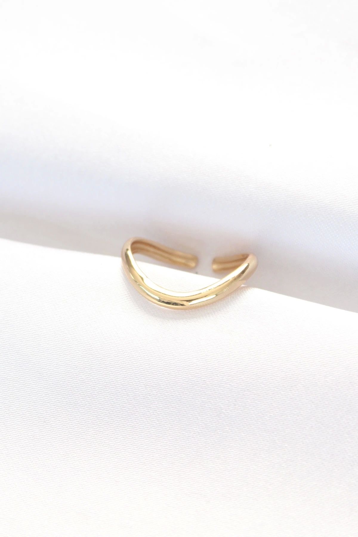 shopwave Yassı Gold Renk Ayarlanabilir Yüzük - TJ-BYK3101
