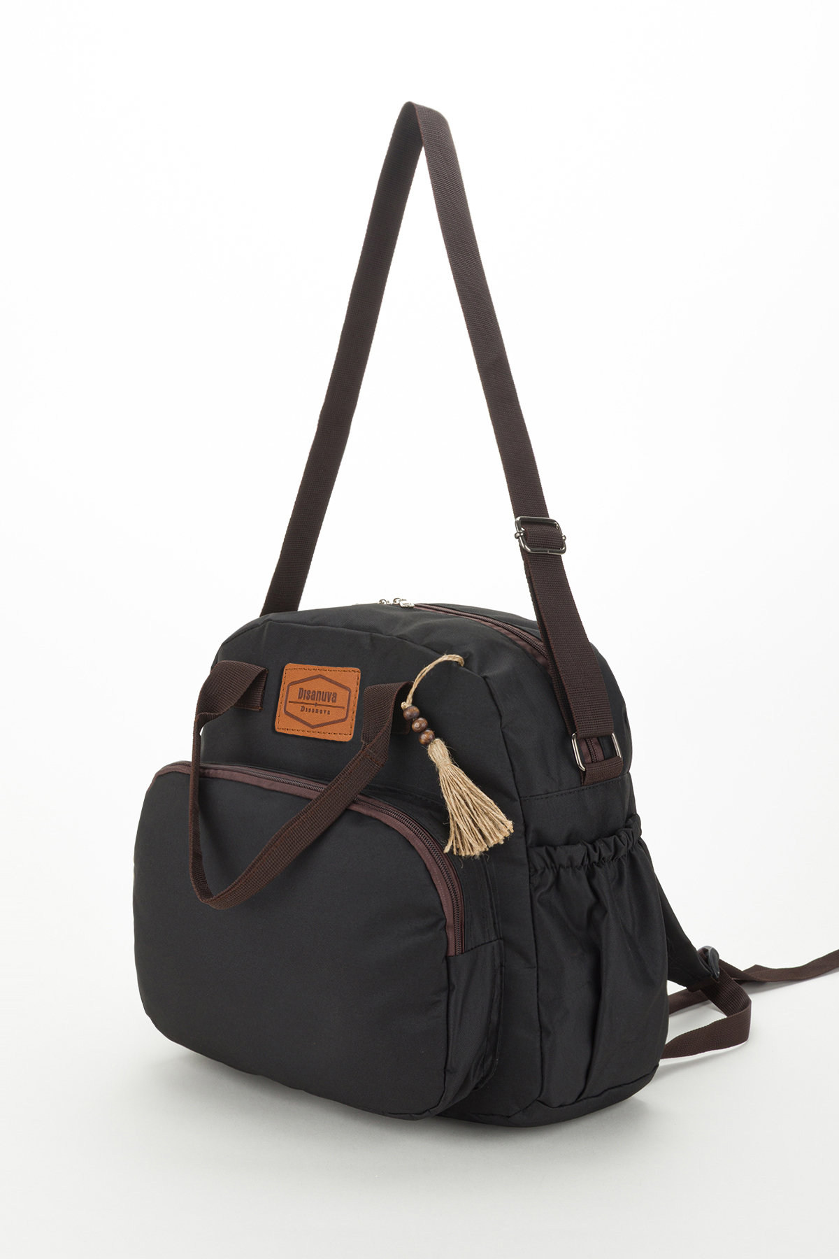 Halk Sepeti Anne Bebek Bakım Sırt ve Omuz Çantası Püsküllü Model Su Geçirmez Geniş Termal Biberon Gözlü fotoğrafı 3 (önizleme)