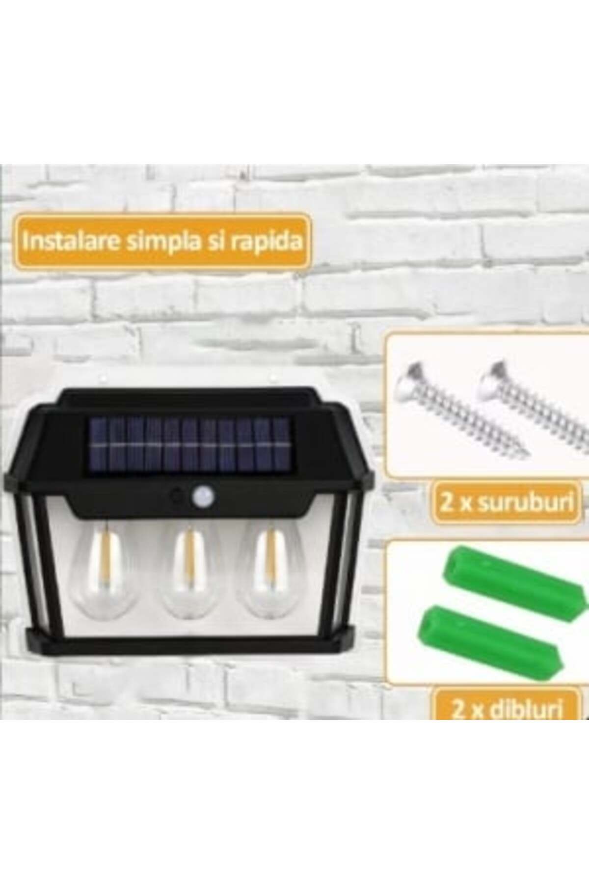 Blusmart-Solar LED Lamp with Motion Sensor 17 x 21 cm, Wall-mounted with 3 Bulbs 5