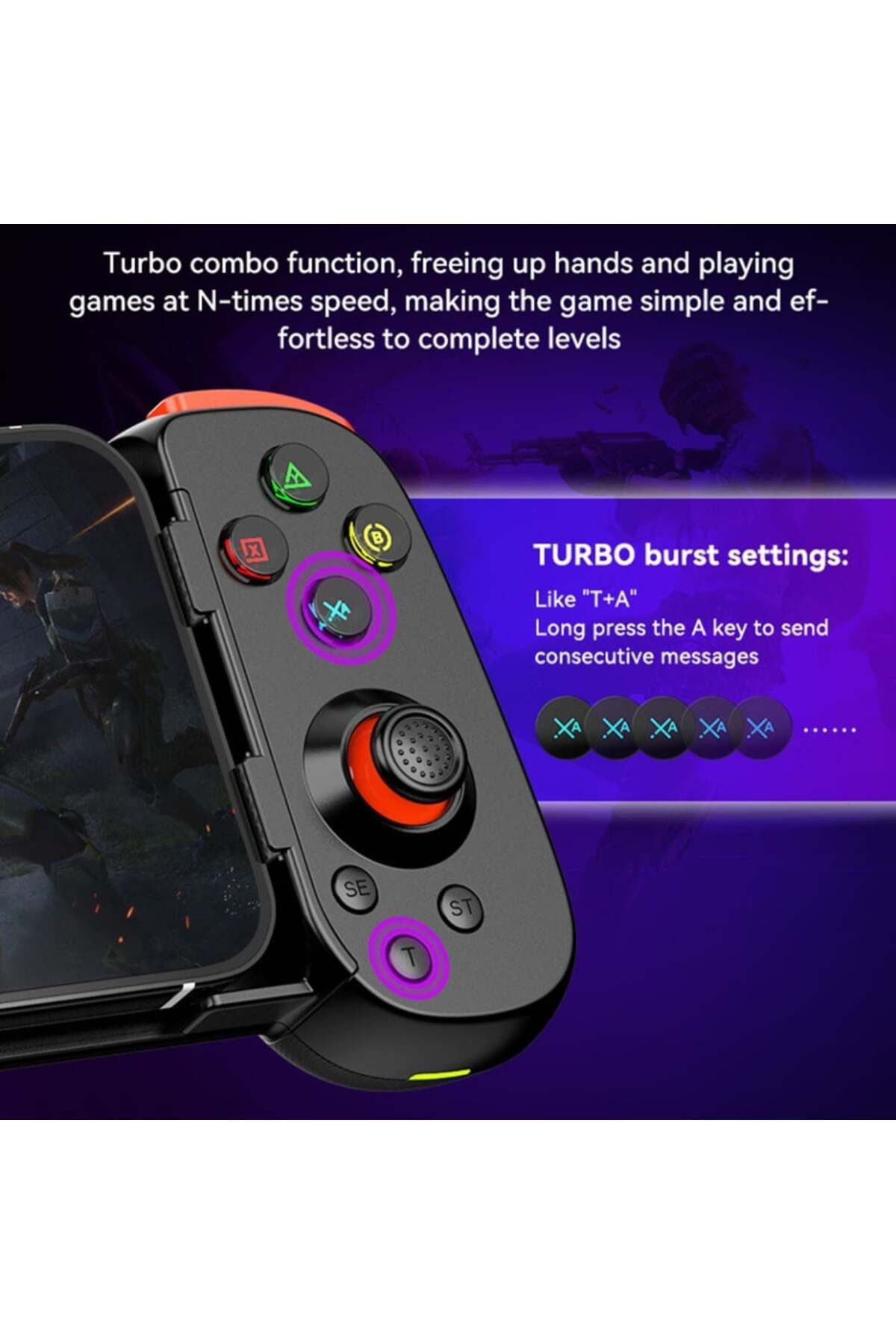 SKYDDAR INNOVATION-Controler wireless multiplatformă D6 DP, iOS/Android/PC/PS4/Switch, set de stickere, negru 4