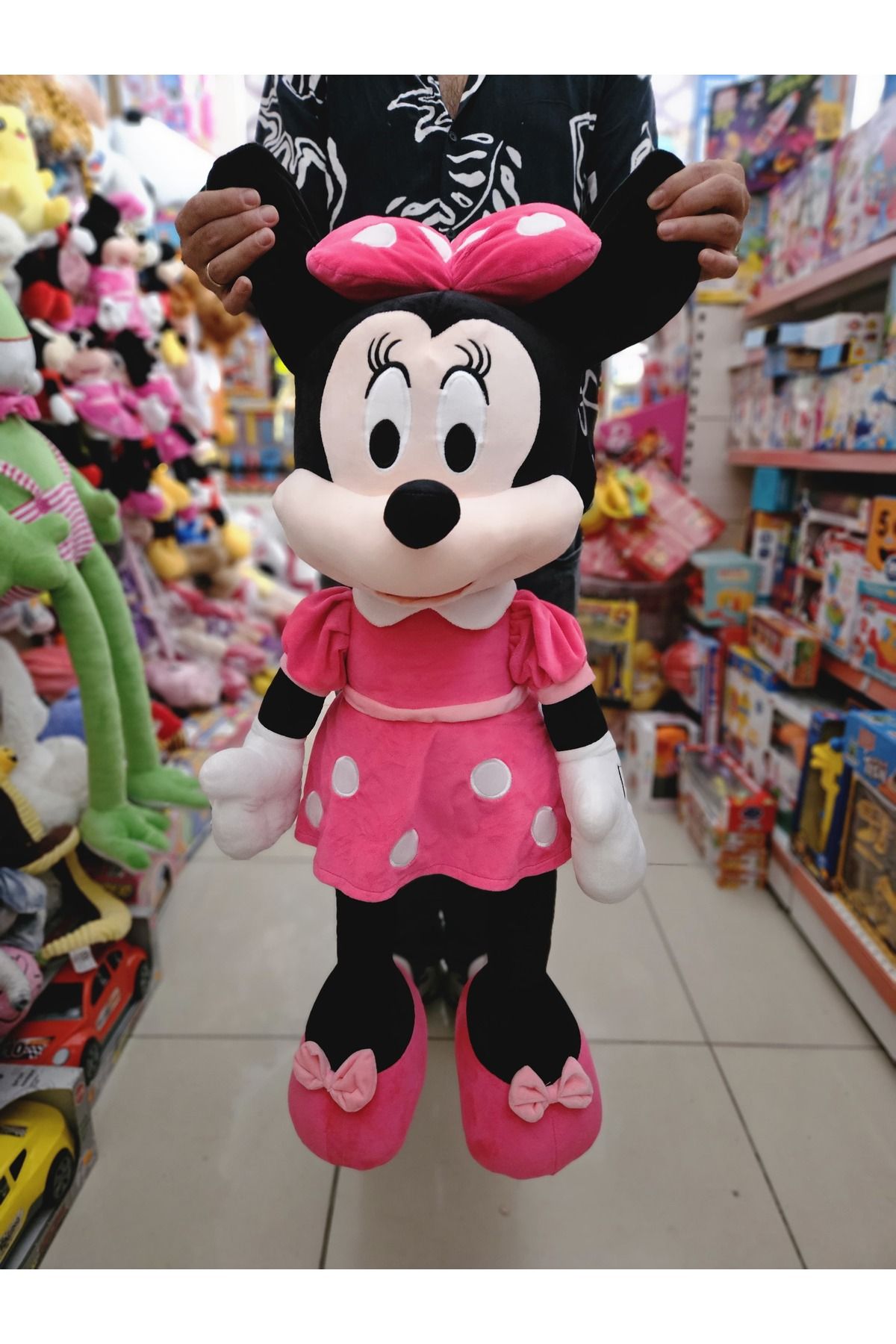 Online 90 Cm Minnie Mouse Peluş Pembe Etekli Peluş Mickey Mouse Miki Mini Maus Fare Oyuncak