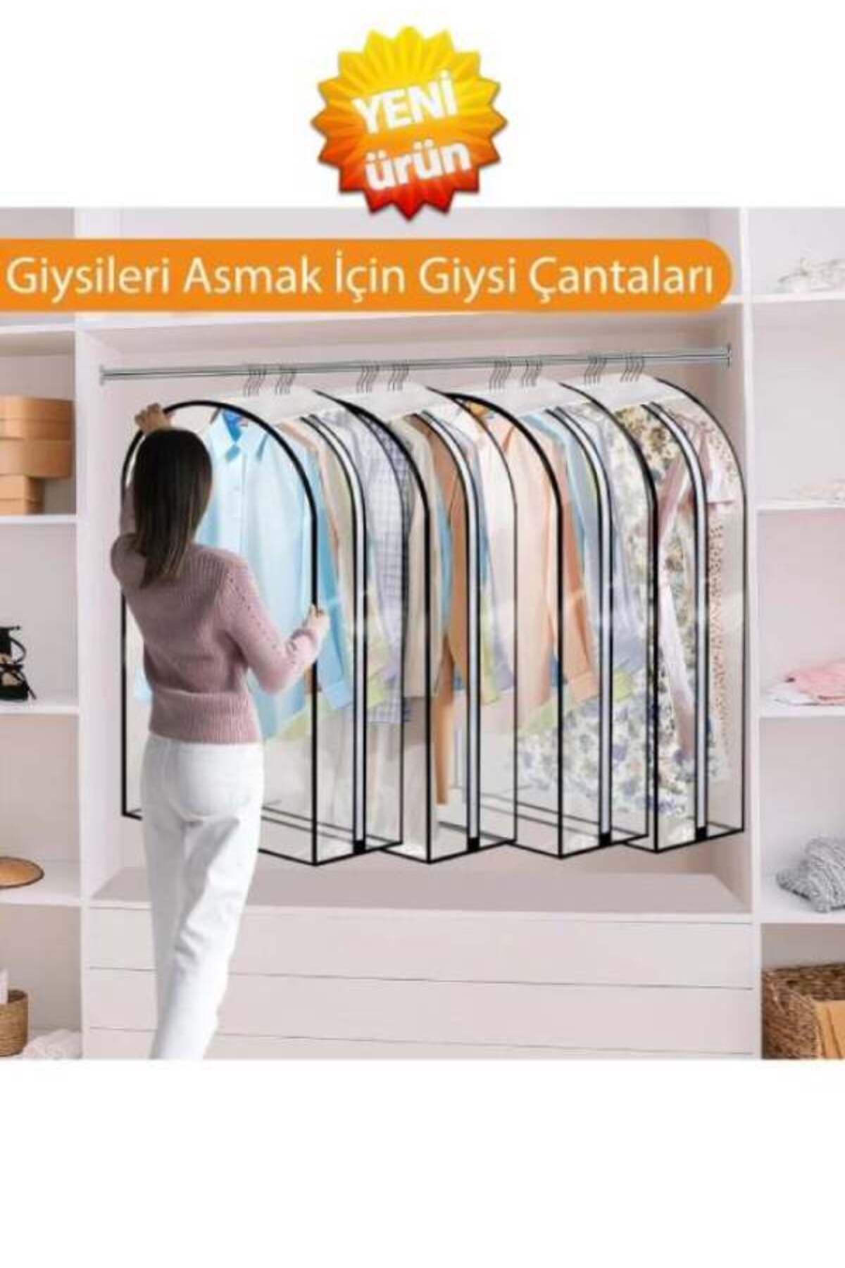 DEMİROĞLU EV TEKSTİL PVC şeffaf çoklu takım elbise kılıfı.Dolap düzenleyici hurç.