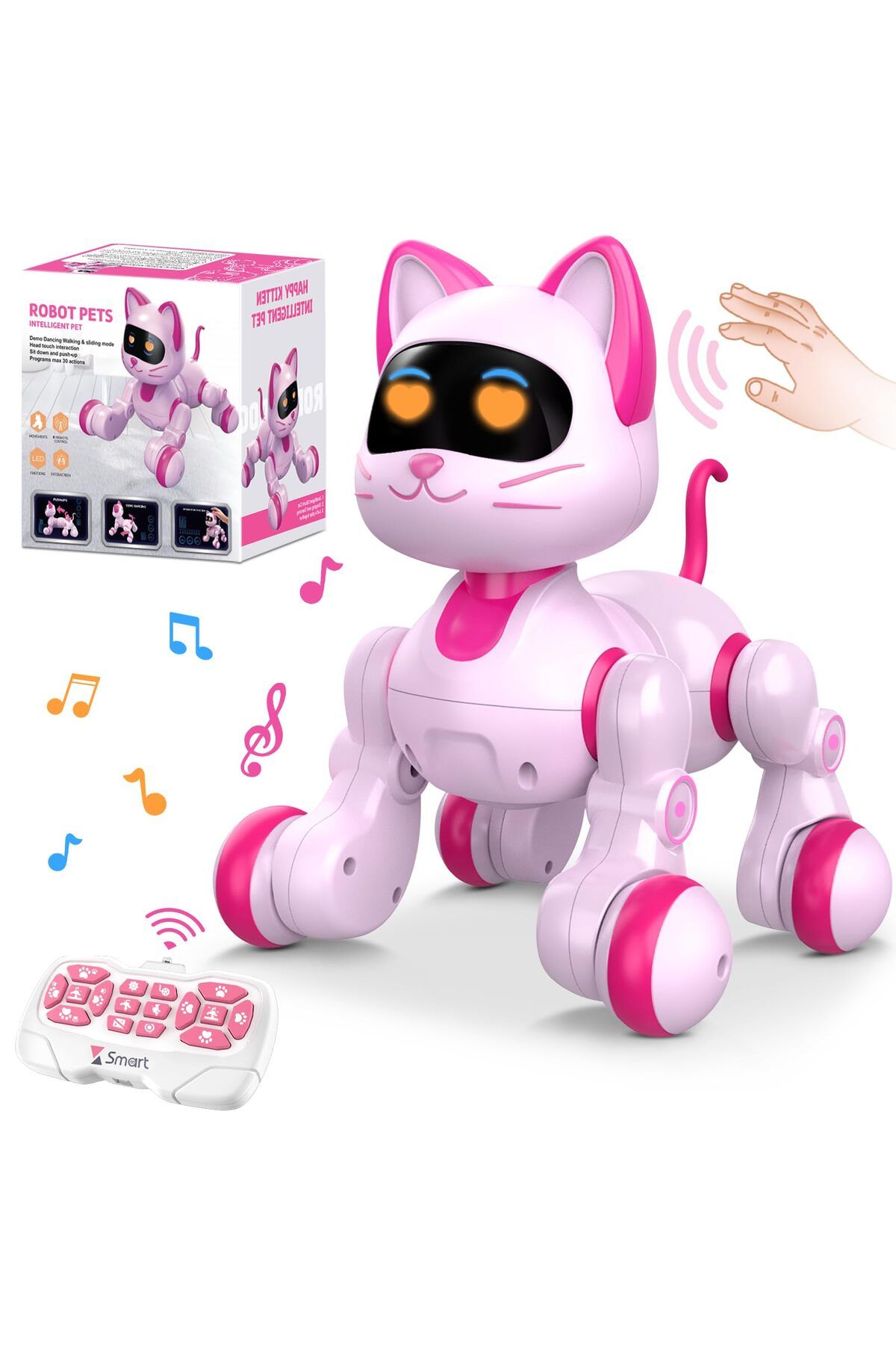 MJ TOYS Uzaktan Kumandalı Şarjlı Akıllı Kedi - Interaktif, Eğitici Işıklı Müzikli ve Dansçı Robot Oyuncak