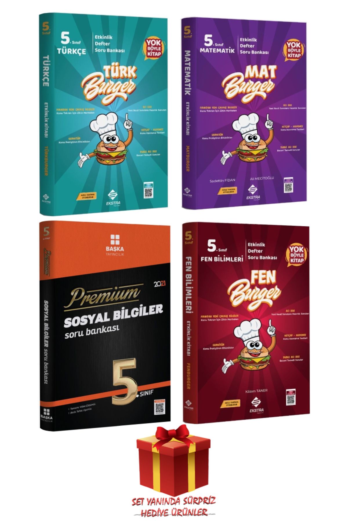 Ekstra Yayıncılık 5. Sınıf Türkçe+Matematik+Sosyal Bilgiler+Fen Bilimleri Soru Bankası Seti+Hediye
