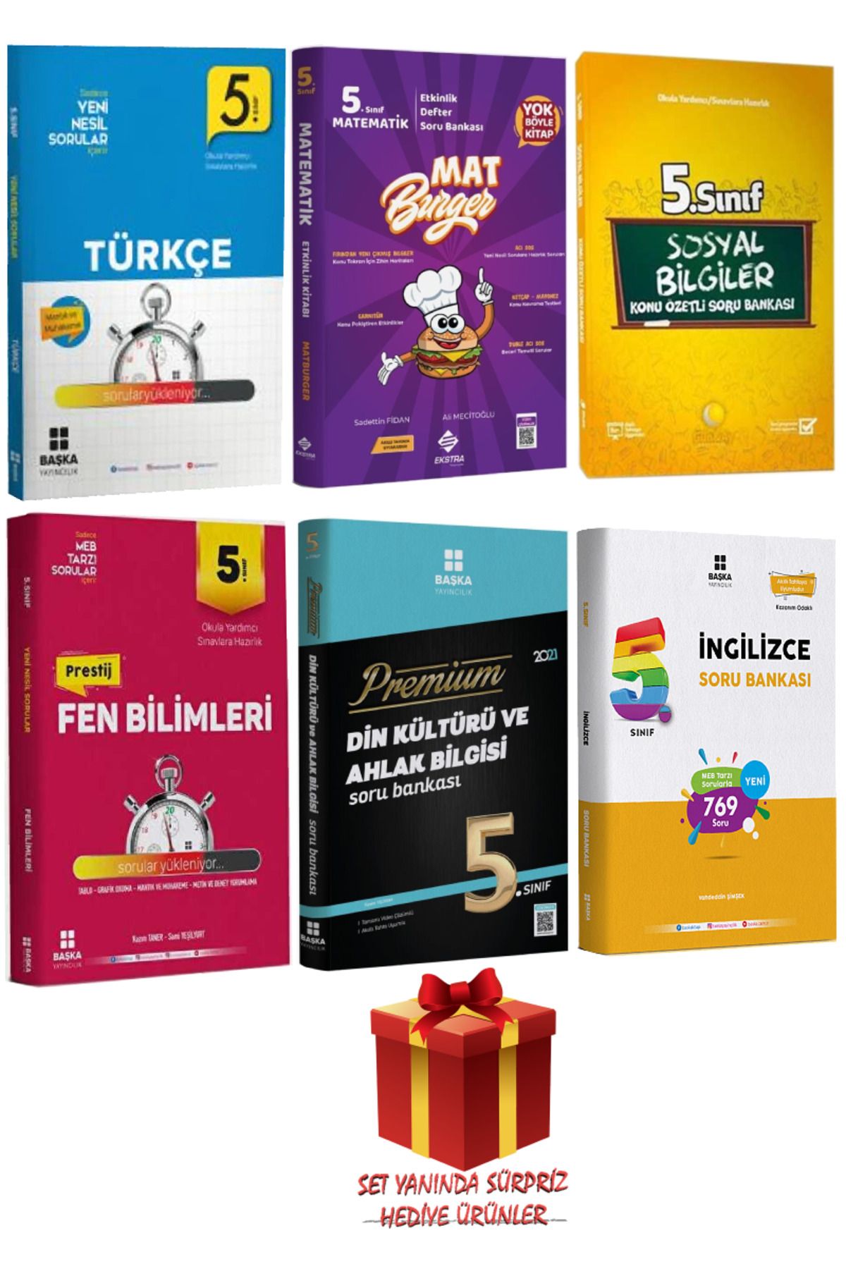 Başka Yayıncılık 5.Sınıf Tüm Dersler Soru Bankası:Türkçe+Matematik+Sosyal Bilgiler+Fen Bilimler+Din Kültürü+İngilizce