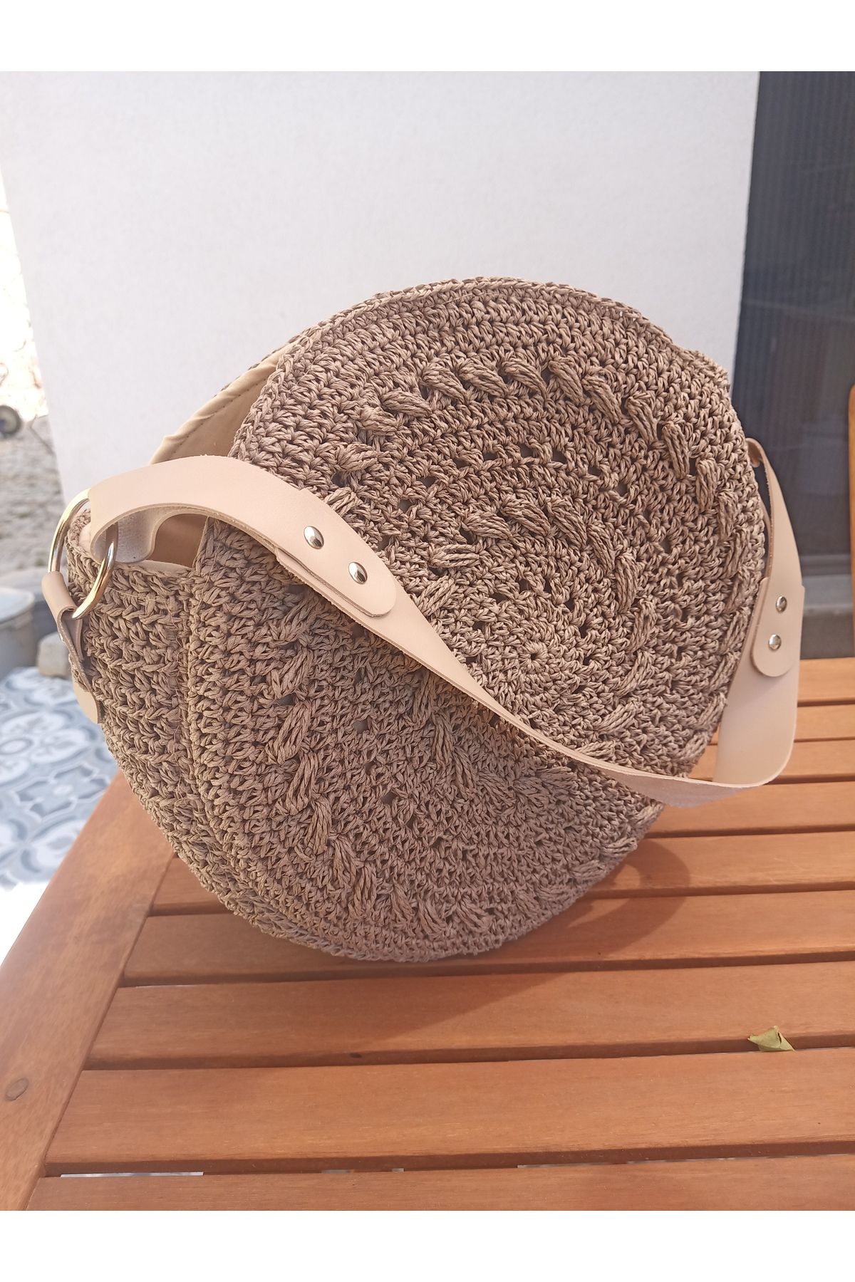 Bugi&Zugi El Örgüsü, vizon rengi, yazlık, kadın omuz çantası