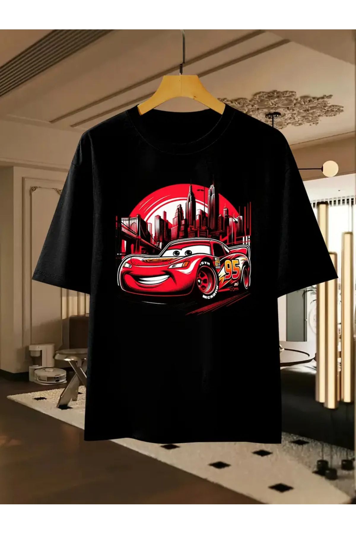 CLASİVA mcquın Baskılı Unisex Oversize Bisiklet Yaka T-shirt