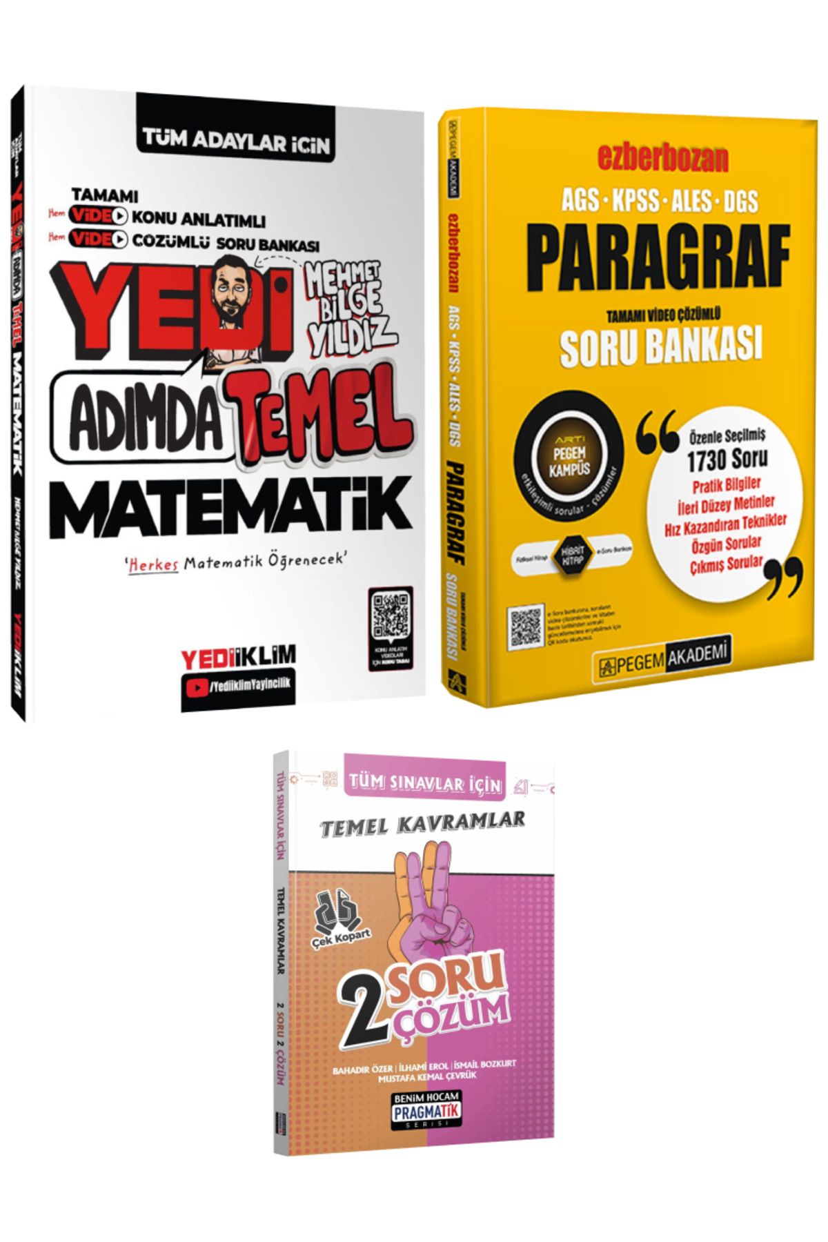 Yediiklim Yayınları Mehmet Bilge Yıldız|Tüm Adaylar İçin Yedi Adımda Temel Matematik Konu-Soru+Ezberbozan Paragraf SB