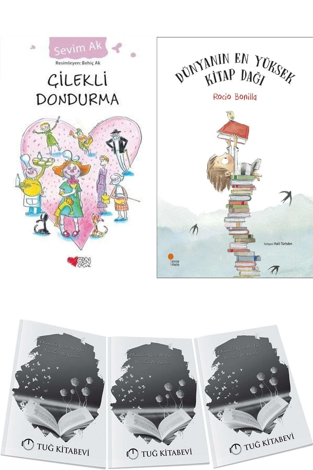 Can Yayınları Çilekli Dondurma ve Dünyanın En Yüksek Kitap Dağı + Hediyeli