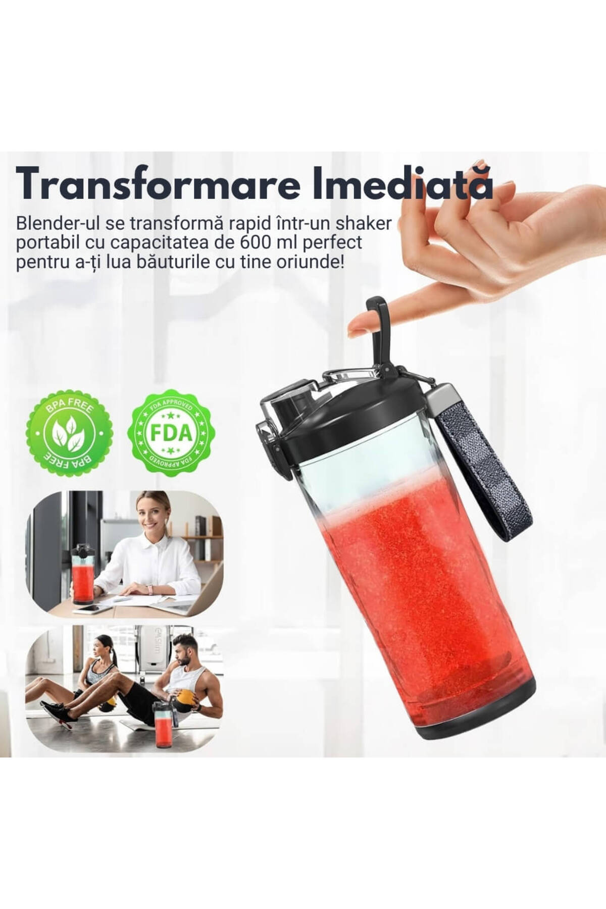 Zetta Innovation-Blender Portabil Zetta Innovation® 540W, 600ml, USB-C, 4000mAh 8