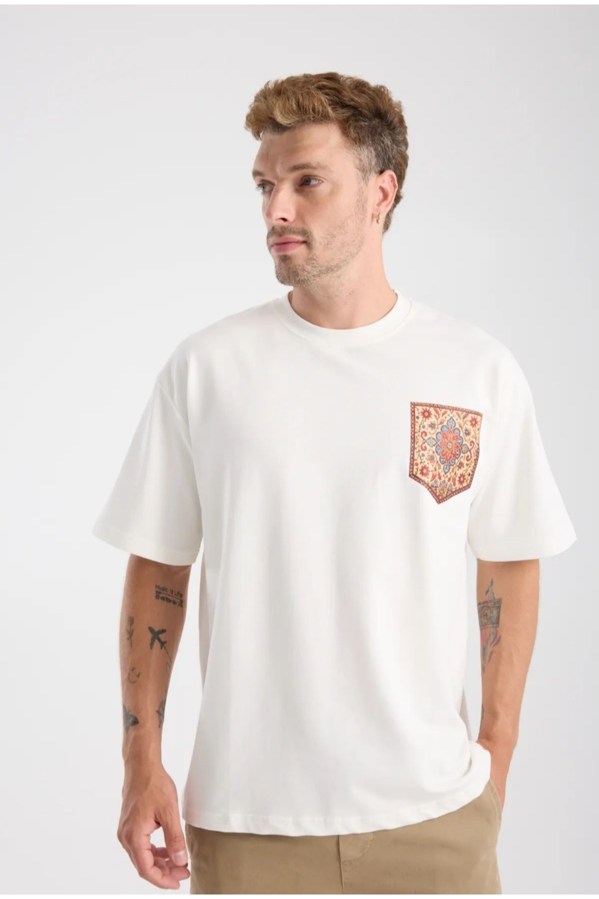 Fabregas Oversize Kesim & Etnik Cepli T shirt