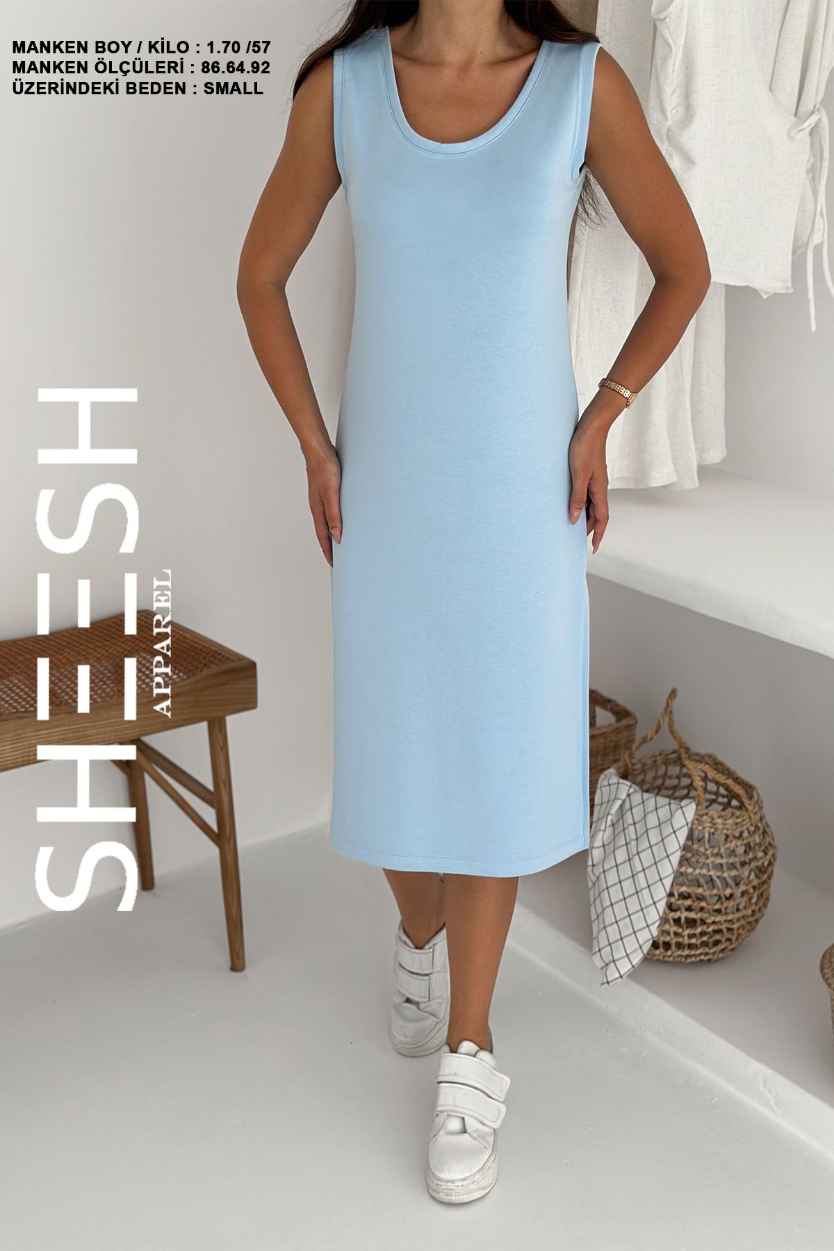 SHEESH APPAREL Askılı Basic Modal Yazlık Elbise