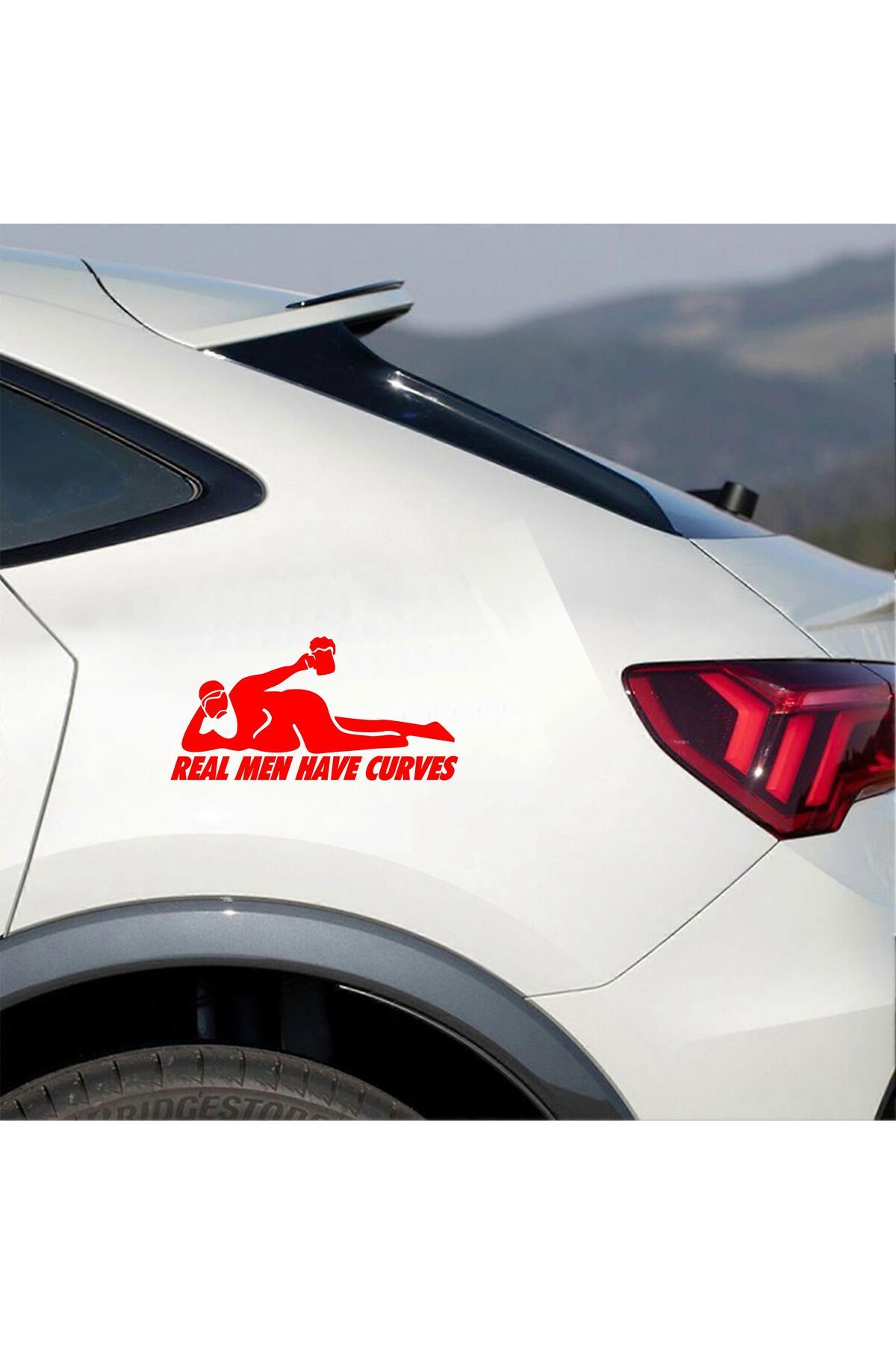 Laputa Tükkan REAL MEN HAVE CURVES Yazılı Eğlenceli Oto Sticker,Laptop Sticker 20 cm