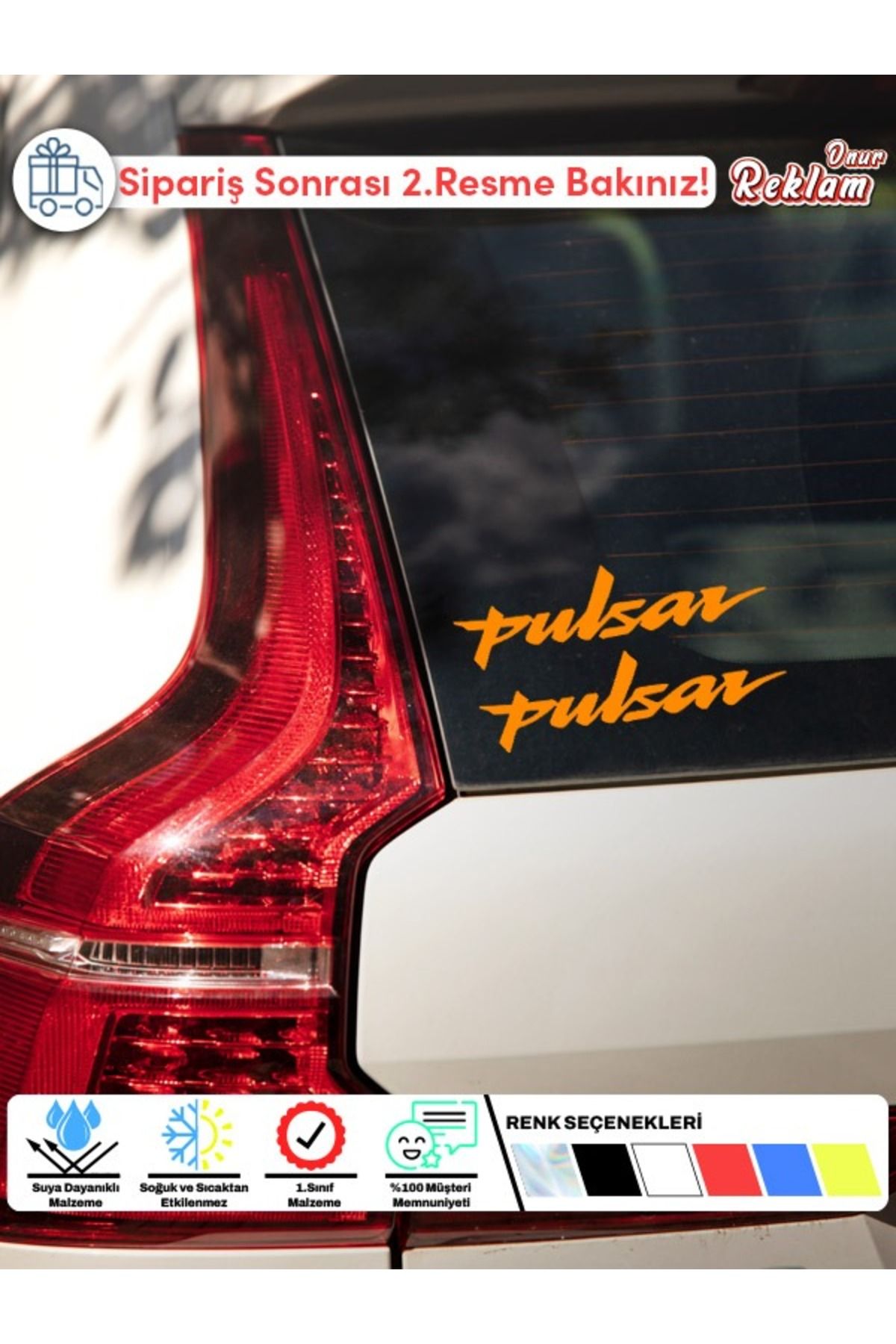 Onur Reklam Pulsar Yazılı Araba Sticker Seti – 2’li Paket – Spor Tasarım – 15x22 cm