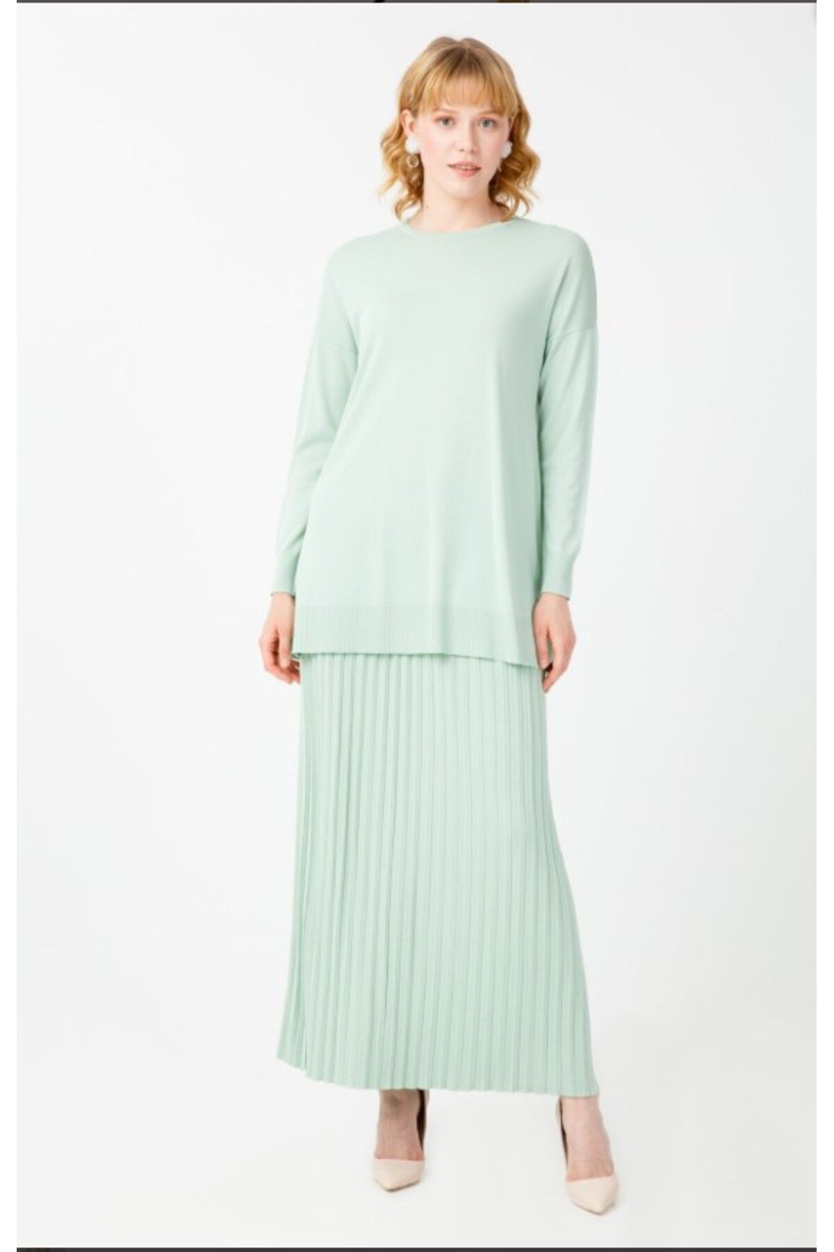 tığstore 20557 PİLEİ ETEK BLUZ RAYON TAKIM QKS TAKIM 20757 #23-10#