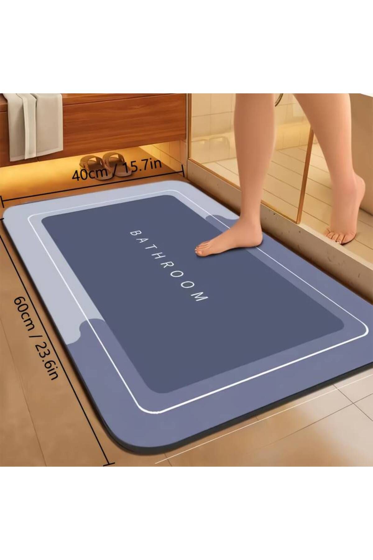 T.M.Q.G 40x60cm - Su Emici Oval Kaymaz Taban Banyo Paspası