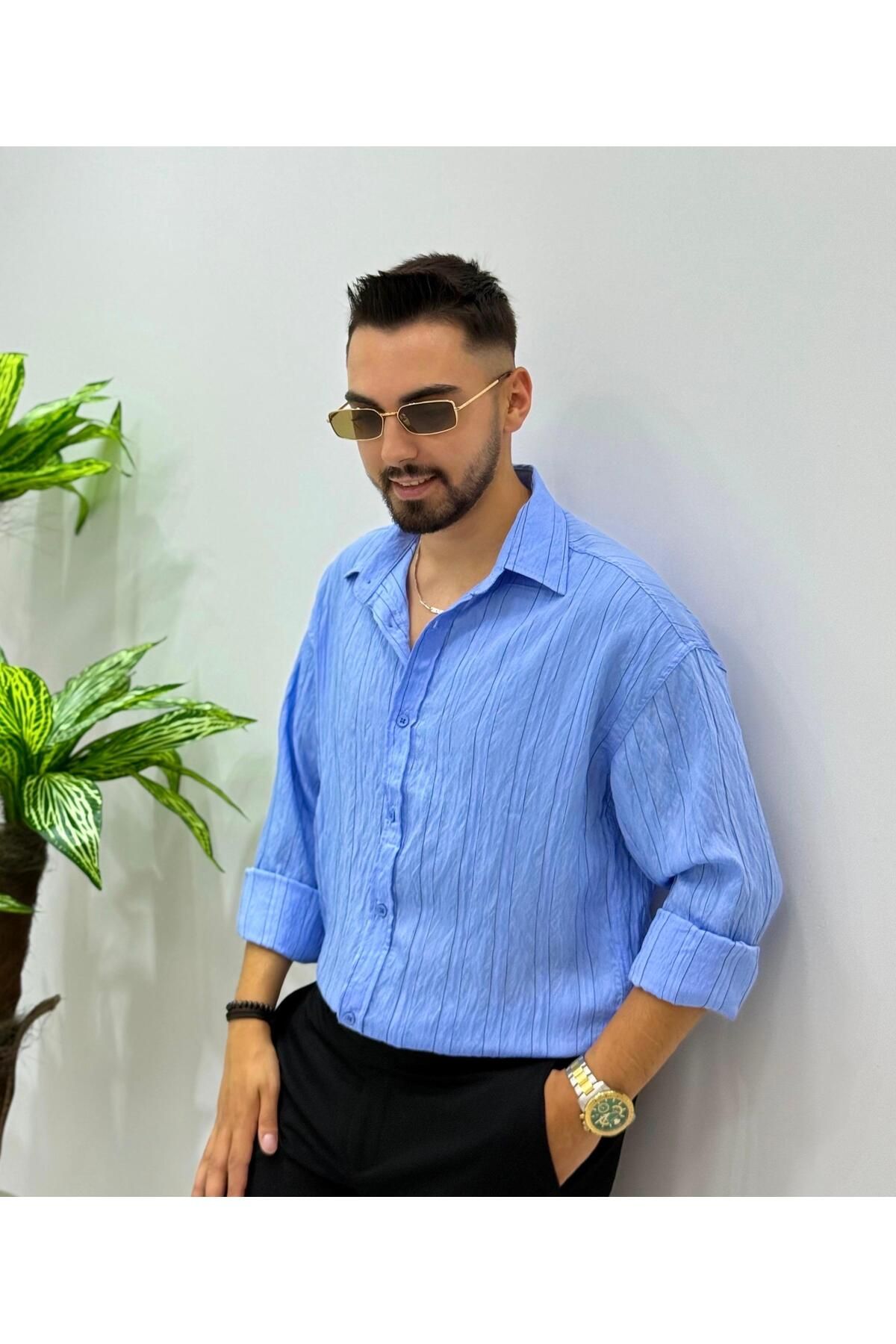 HA-KA GİYİM Erkek Yeni Sezon Uzun Kol Gömlek Regular Kalıp Terletme Yapmaz Göbek Göstermez