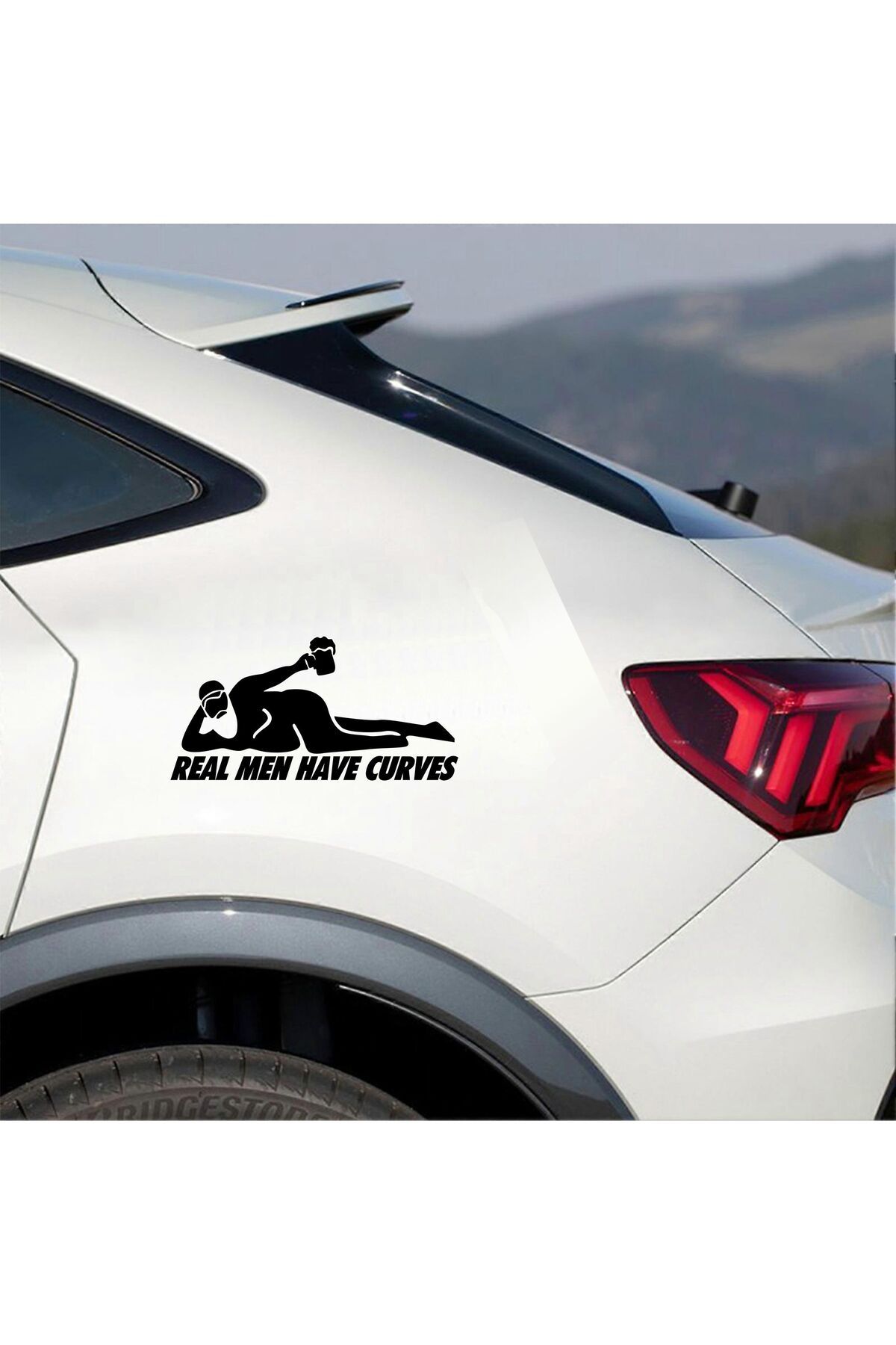 Laputa Tükkan REAL MEN HAVE CURVES Yazılı Eğlenceli Oto Sticker,Laptop Sticker 20 cm