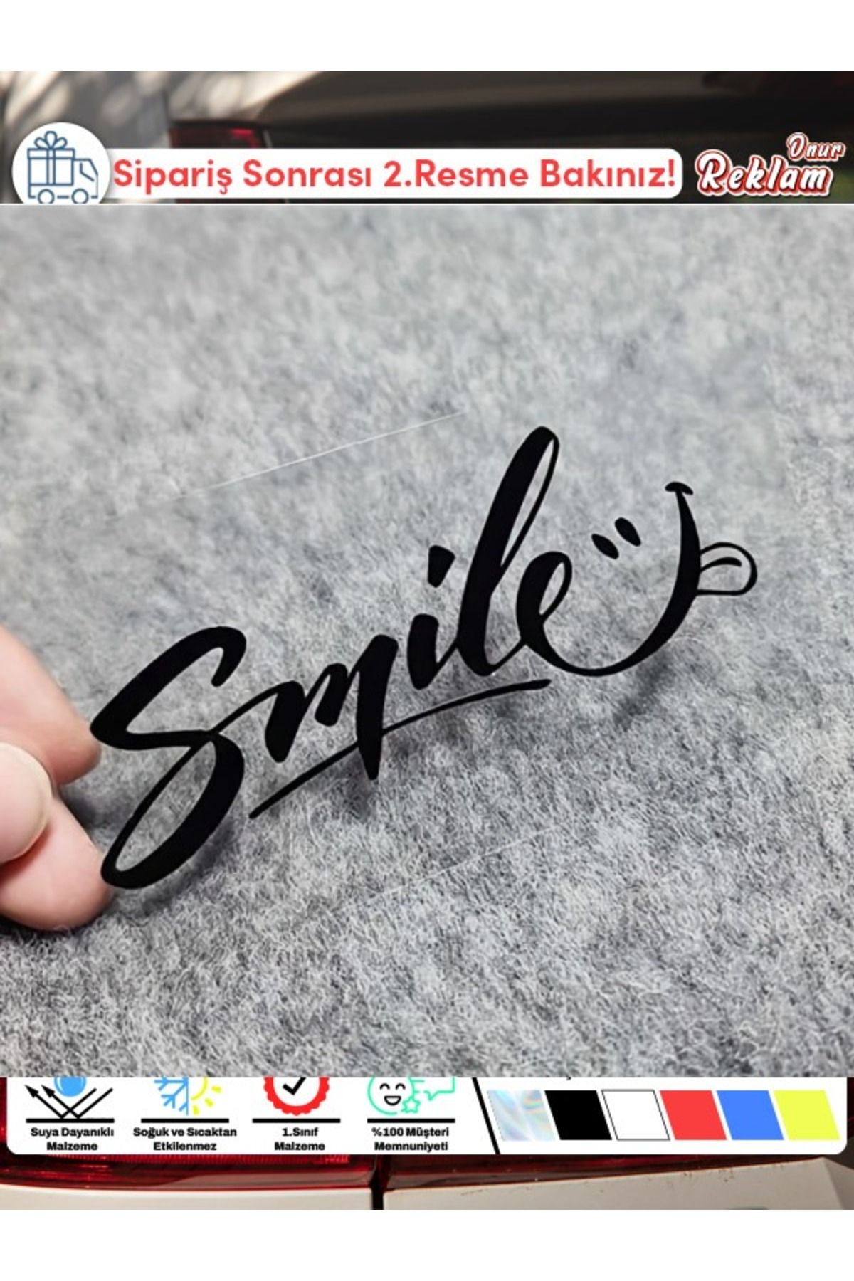 Onur Reklam Smile Araba Sticker – Gülümseten Minimal Tasarım – 15x22 cm
