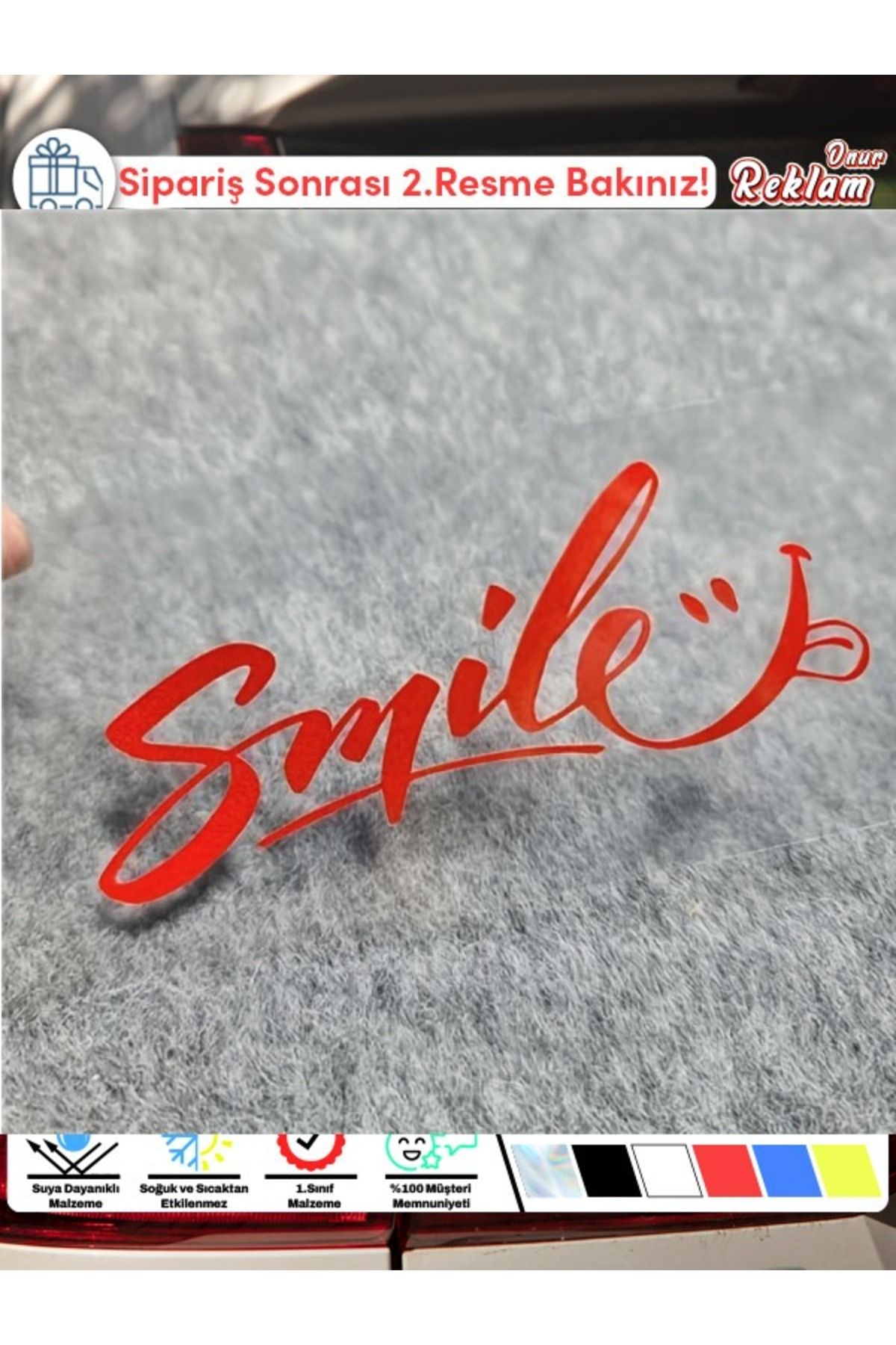 Onur Reklam Smile Araba Sticker – Gülümseten Minimal Tasarım – 15x22 cm