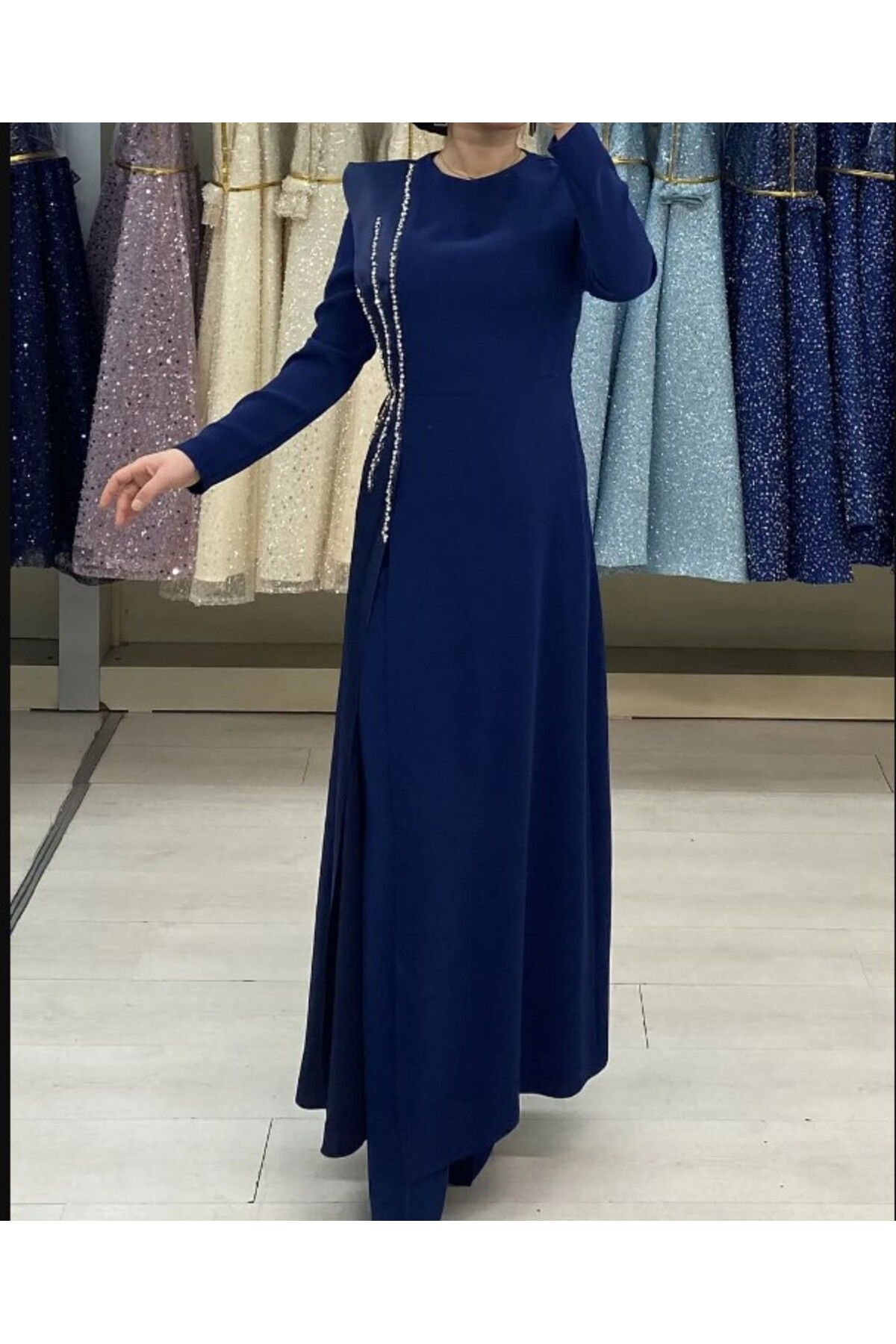 çınar özkan 2704 ÖNÜ YIRTMAÇLI ONZU SATEN TAŞ DETAYLI ŞIK TAKIM QYS TAKIM 2704 #24-023